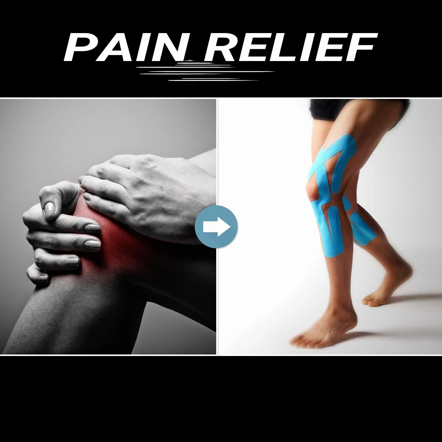 Kinesio Tape 3 rotoli 5cm x 5m Nero+Blu+Rosa, tape sportivo impermeabile ed elastico per ginocchio spalla gomito