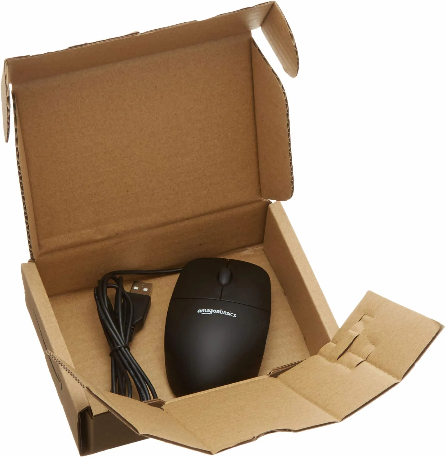 Amazon Basics Mysz optyczna czarna USB 3 przyciski Windows Mac OS X