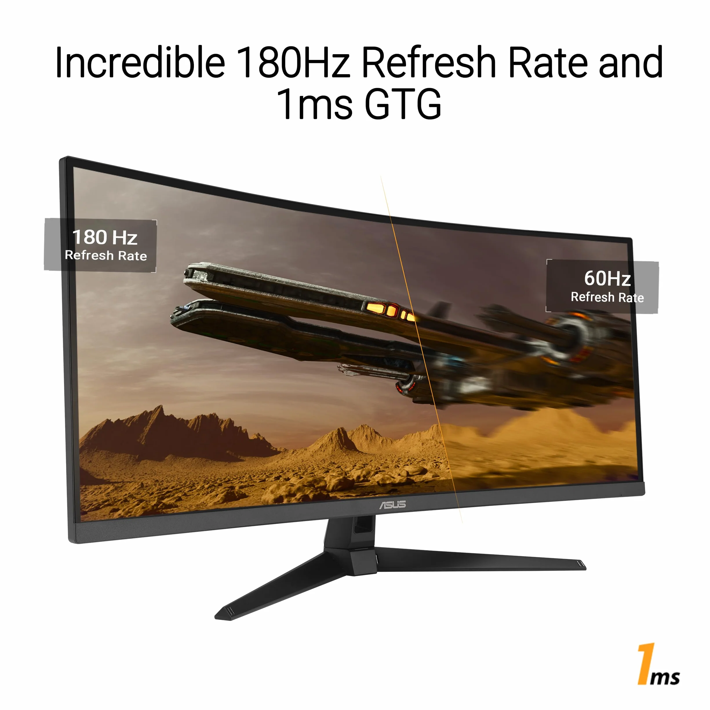 ASUS TUF Gaming VG34VQ3B Monitor Gaming Curvo da 34” pollici WQHD (3440x1440), 180Hz ELMB SYNC, FreeSync Premium, Tempo di Risposta 1ms, 90% DCI-P3, DisplayWidget Center