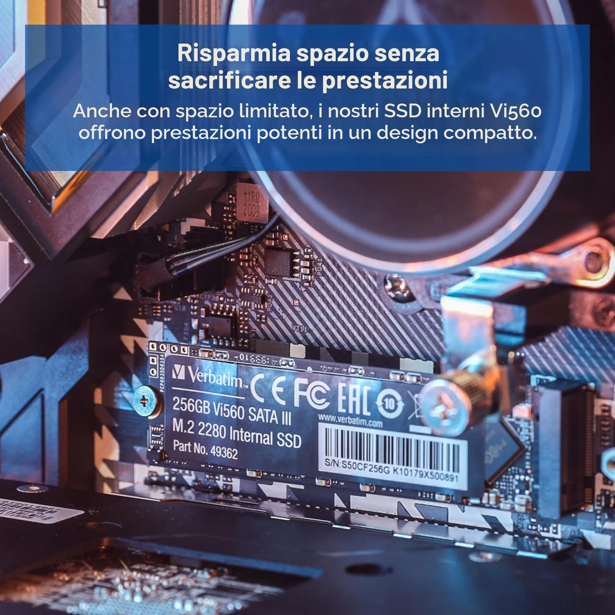 Verbatim Vi560 S3 512GB SSD Interno M.2 2280 SATA III 520 MB/s Hard Disk Stato Solido PC