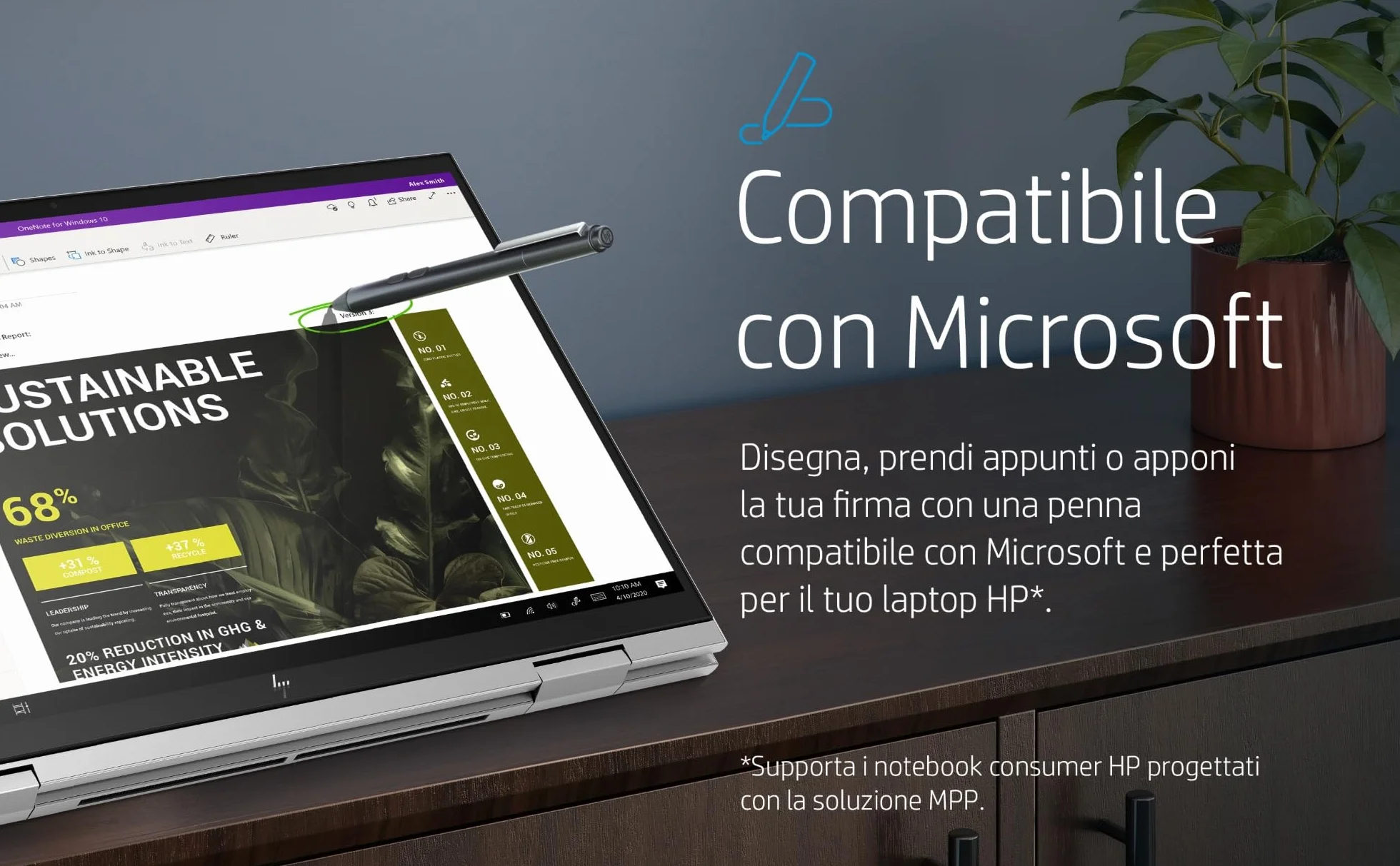 HP MPP 1.51, Penna Ricaricabile, 2 Punte Intercambiabili, 2 Pulsanti Configurabili, Autonomia fino a 18 Mesi, Supporto Magnetico, Compatibile con PC con Tecnologia MPP, Nera