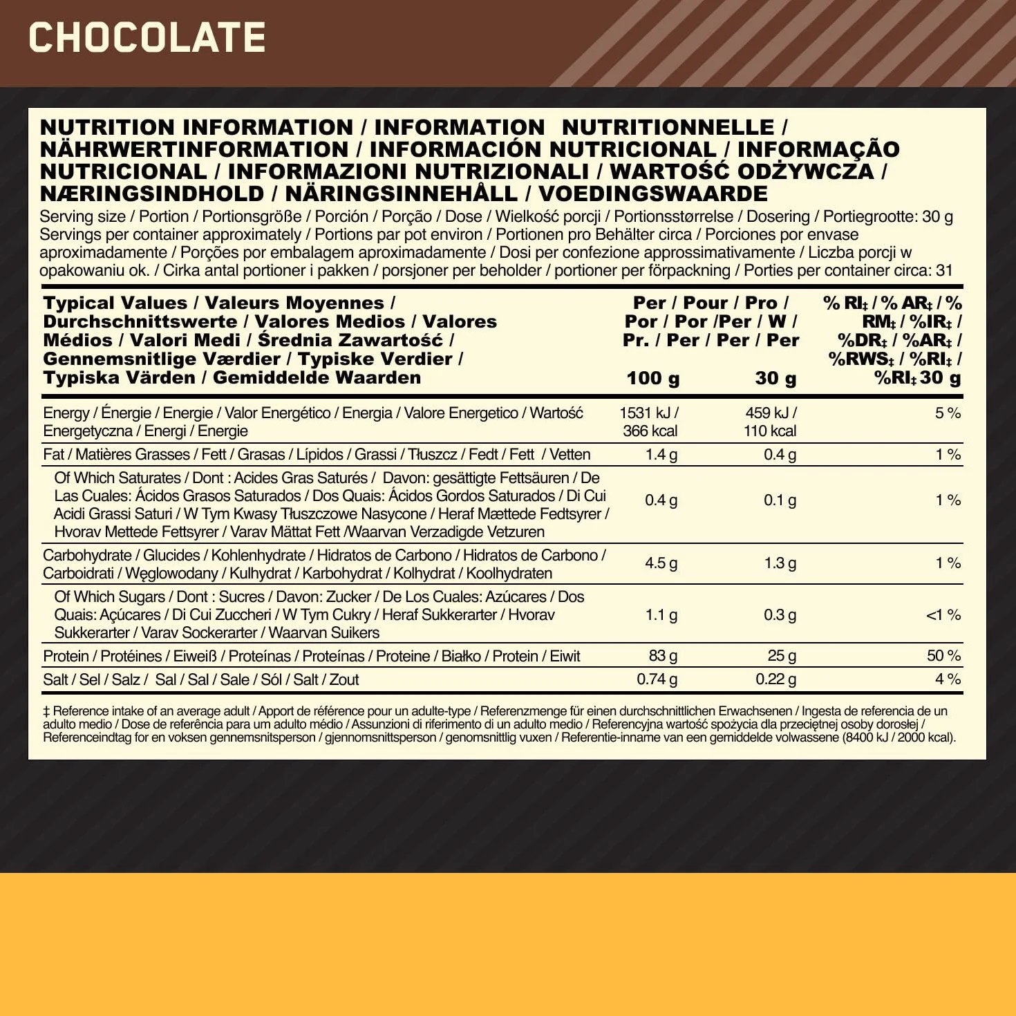 Optimum Nutrition Gold Standard 100% Whey Proteine Isolate Cioccolato 930g