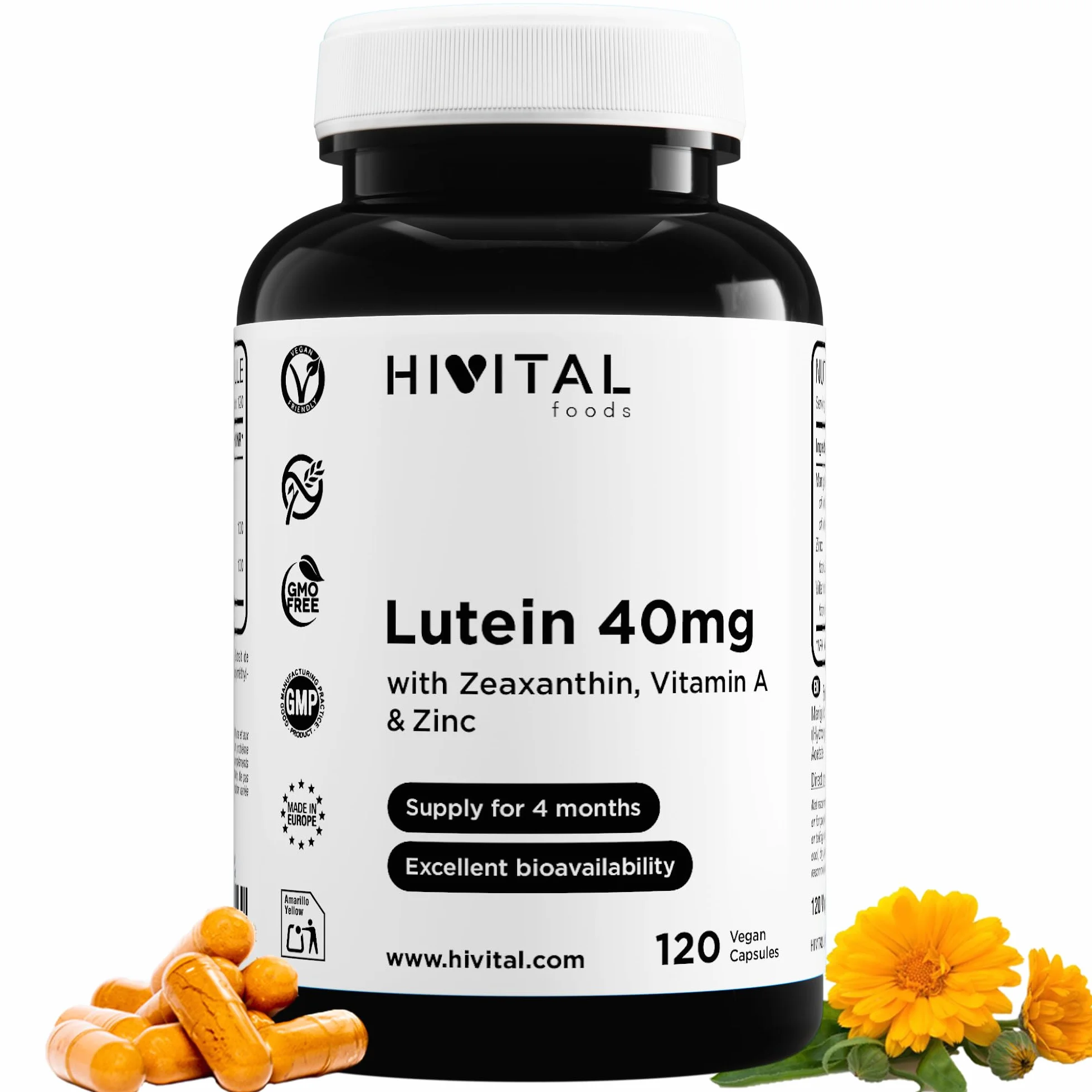Luteina 40 mg 120 capsule vegane con Zeaxantina Vitamina A e Zinco HIVITAL