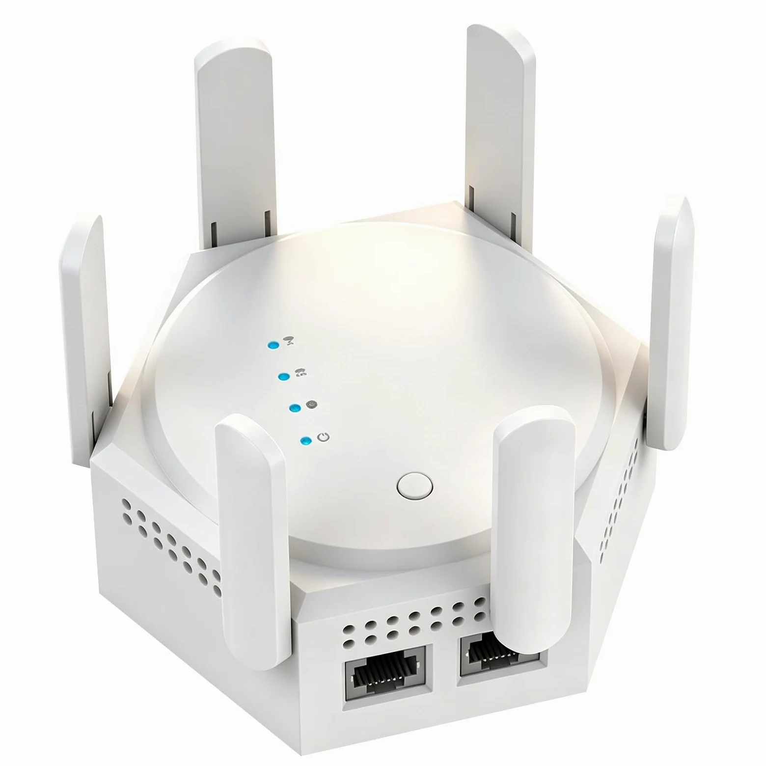 OBEST Ripetitore di Segnale WiFi, 1200 Mbit/s Dual-band con 6 Antenne | 5 GHz/2.4 GHz Amplificatore WiFi, LAN Gigabit, Modalità AP, Compatibile con Numerosi Router WiFi, Ideale per Casa e l'ufficio