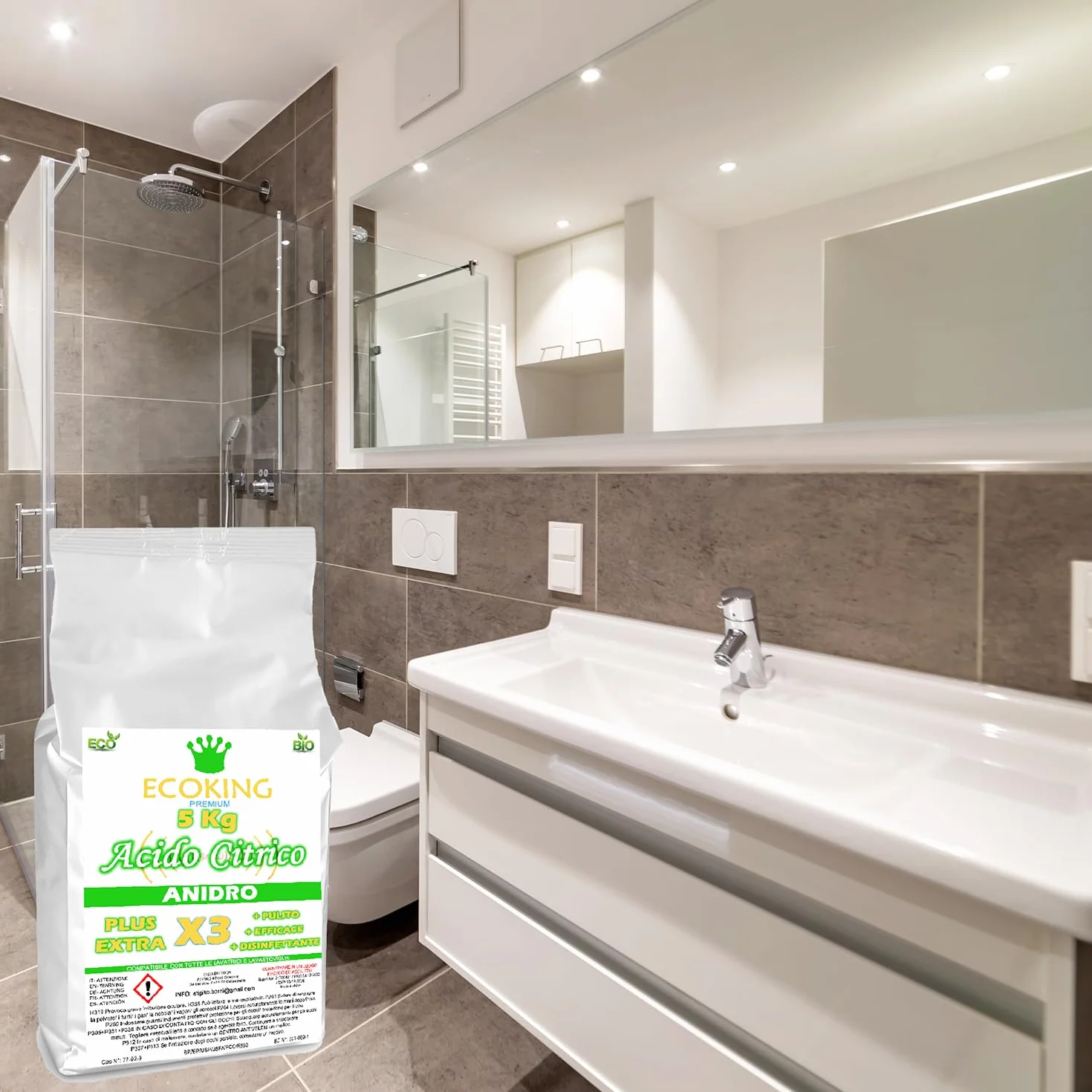 Acido Citrico 5 kg 100% Puro per Pulizia Calcare Anticalcare Lavatrice