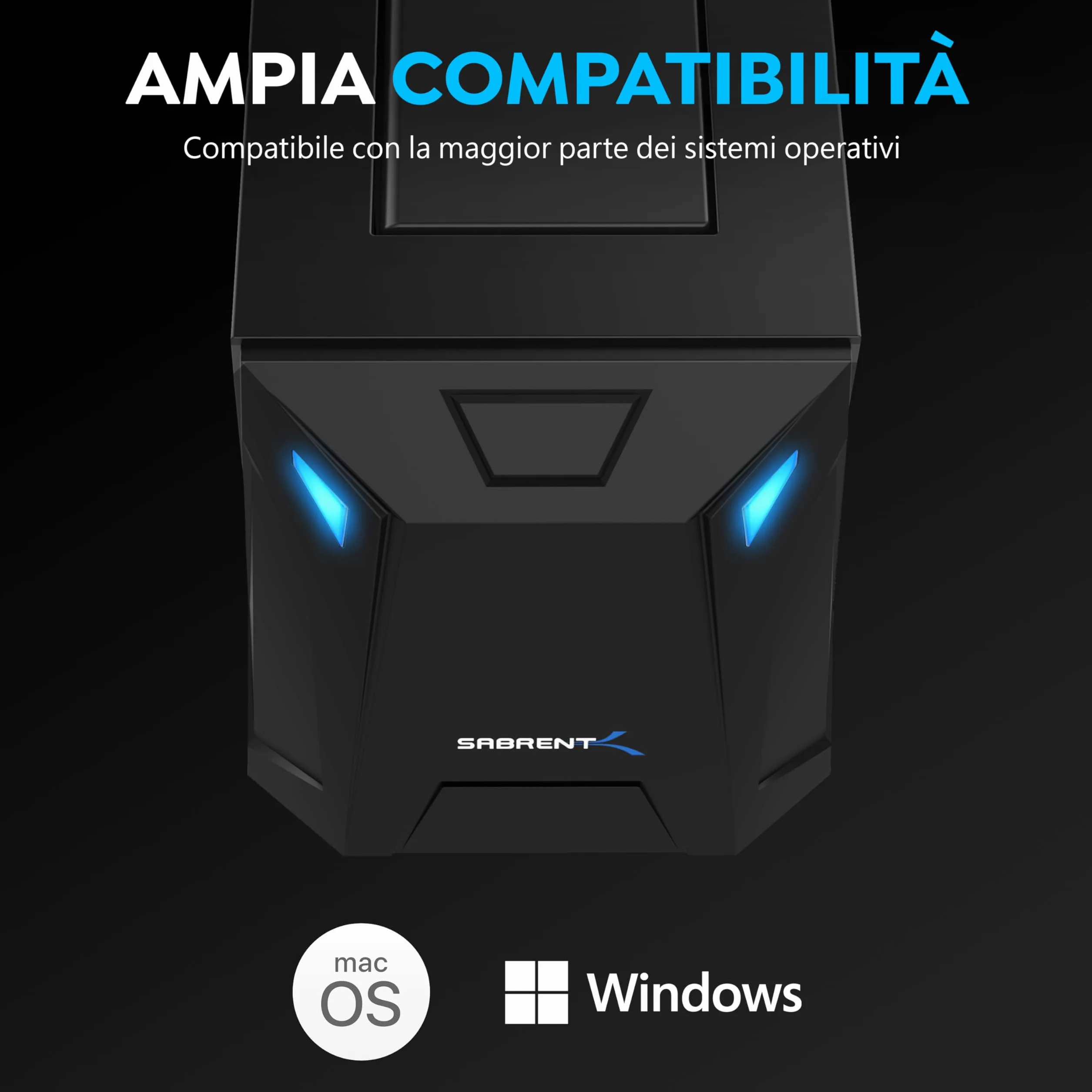 SABRENT Docking station USB-C 10 Gbps per SSD HDD SATA 2.5/3.5 pollici hot swap 20 TB DS-UC1B