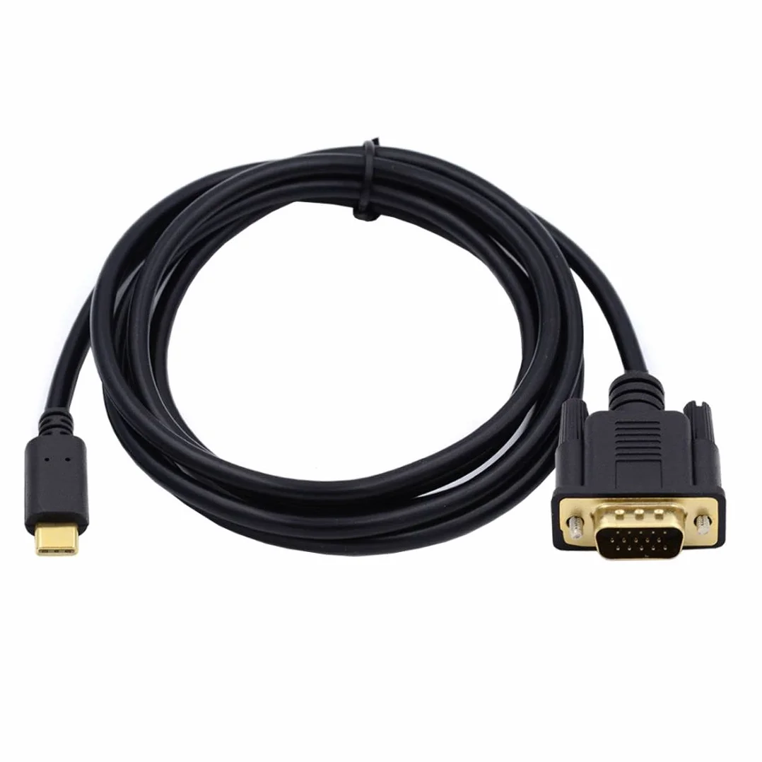chenyang Cavo da USB C a VGA, da USB 3.1 tipo C a VGA RGB 1080P 60 Hz, cavo monitor per computer portatile, 1,8 m