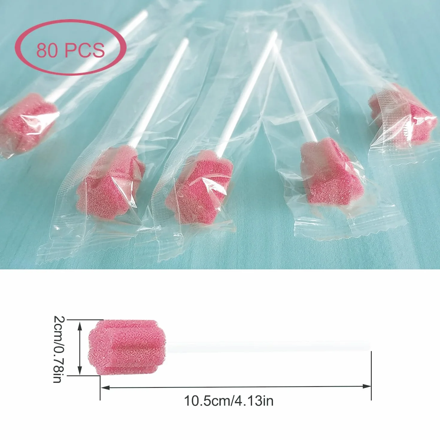 Tamponi Dentali Monouso 80pz Spugnette Pulizia Bocca Sterili (Rosa)
