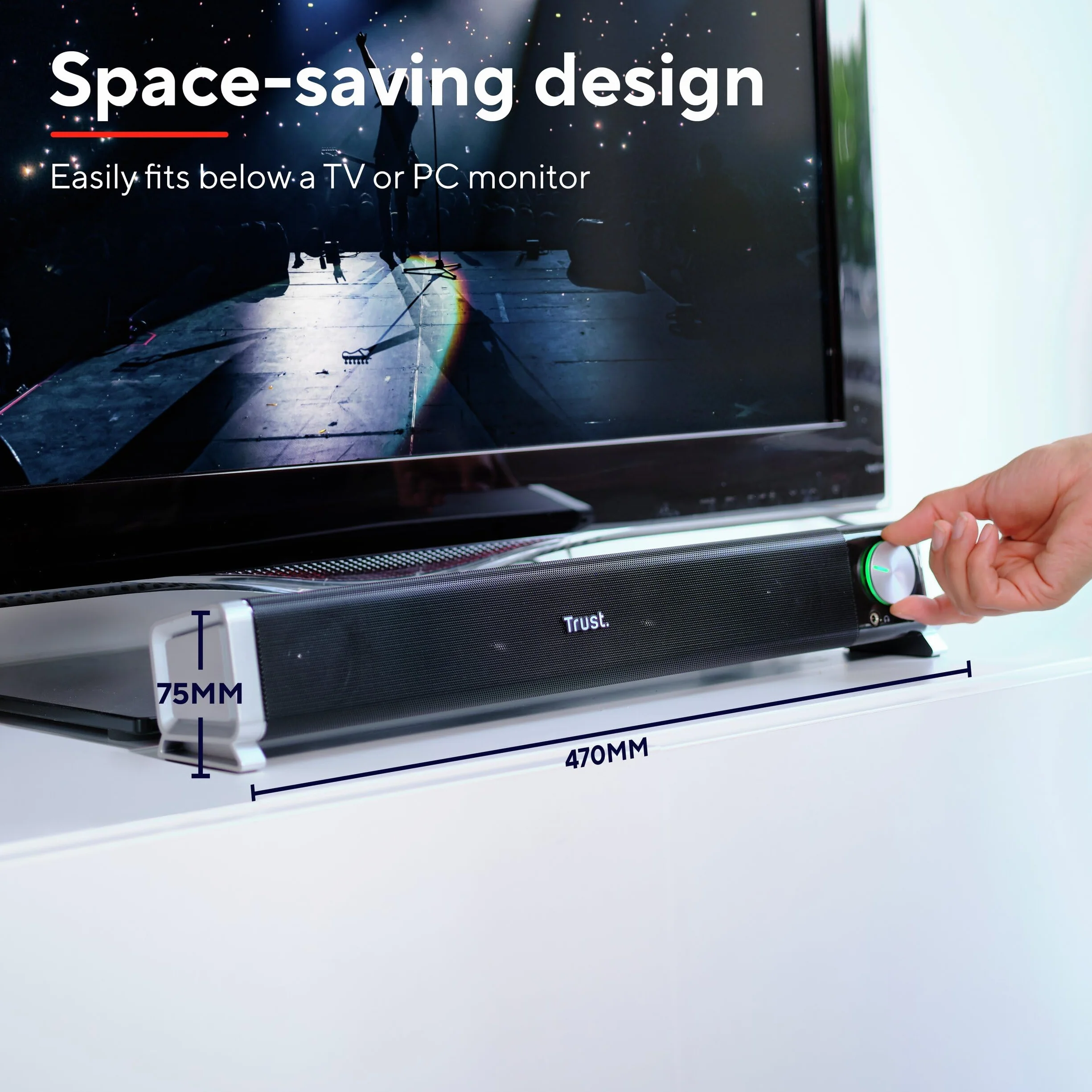 Trust Asto Soundbar PC 12 W Jack 3.5 mm Alimentazione USB Barra Audio Compatta Altoparlanti per Computer Nero