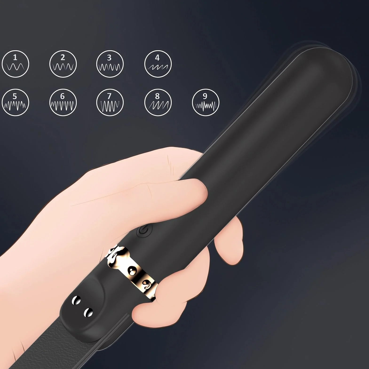 Frustino BDSM Paletta per Sculacciate, Frusta Pelle con Manico Vibrante, 9 Modalità di Vibrazione, Sex Toys per Coppie