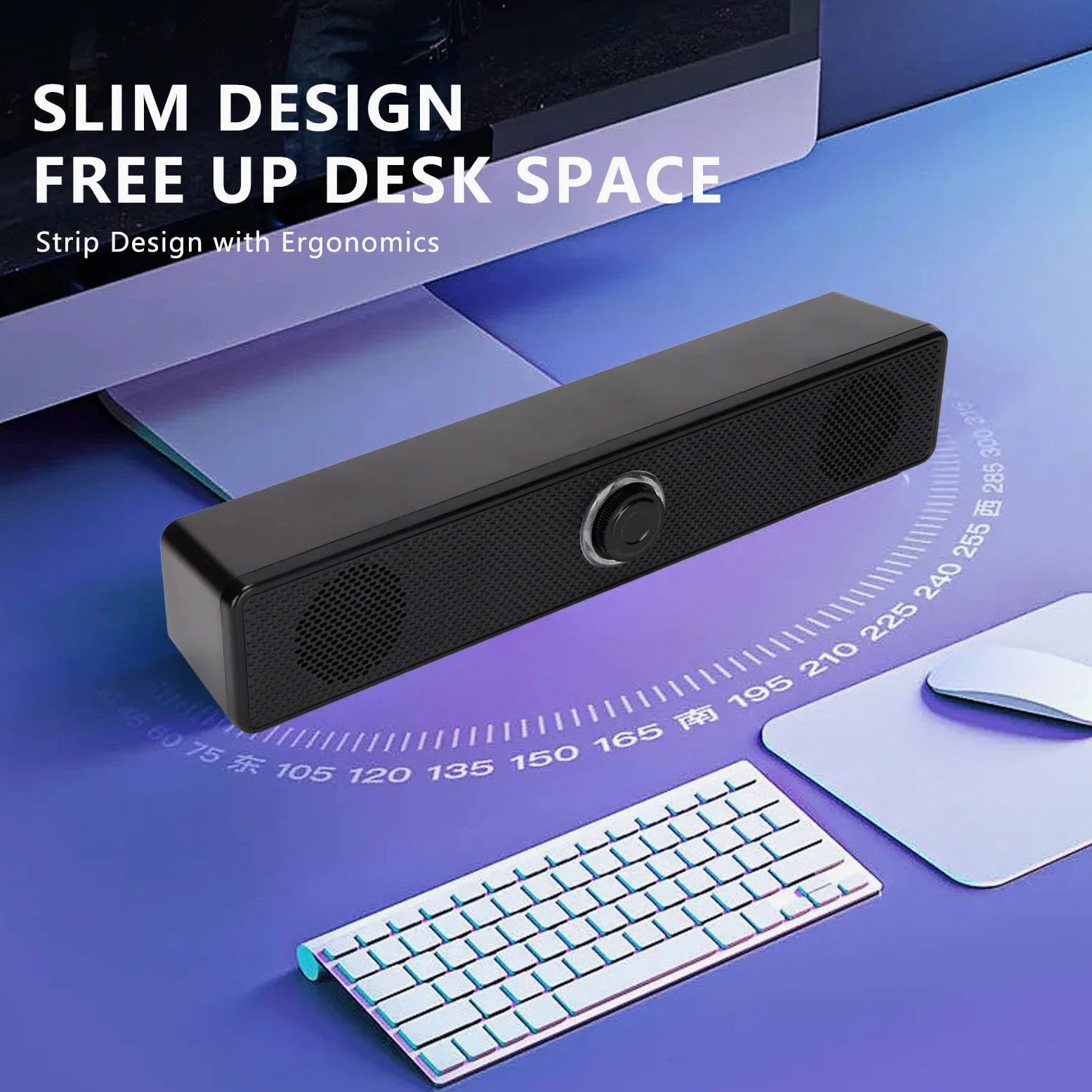 GOWENIC Altoparlante per Computer Cablato 350T, Altoparlante da Tavolo USB Soundbar Mini Altoparlante Soundbar con Ingresso da 3,5 Mm e Controllo del Volume per PC Tablet Desktop Cellulare Laptop