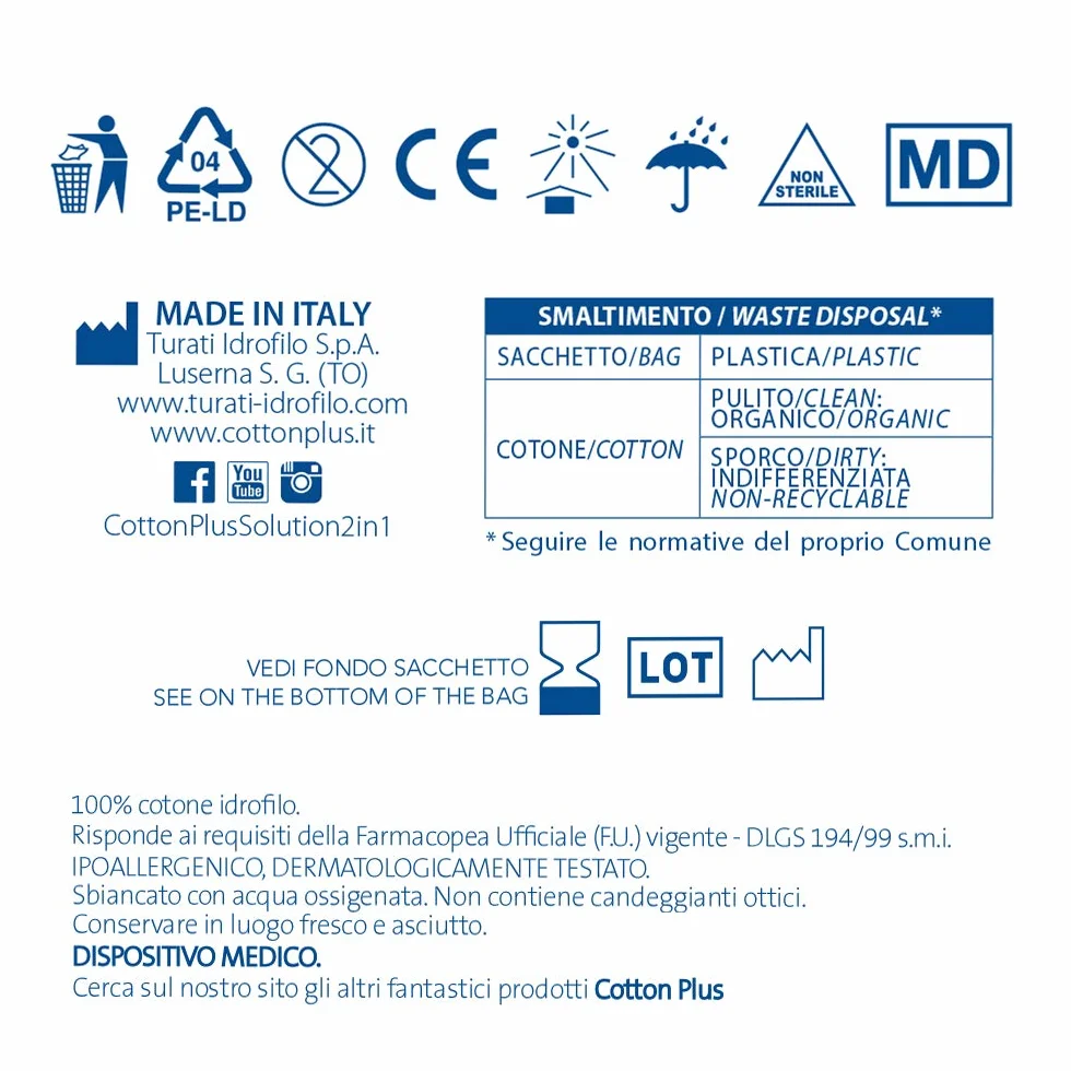 LINEA MEDICALE Cotton Plus ZIG ZAG 250g 100% Puro Cotone Idrofilo Cardato Uso Medicale