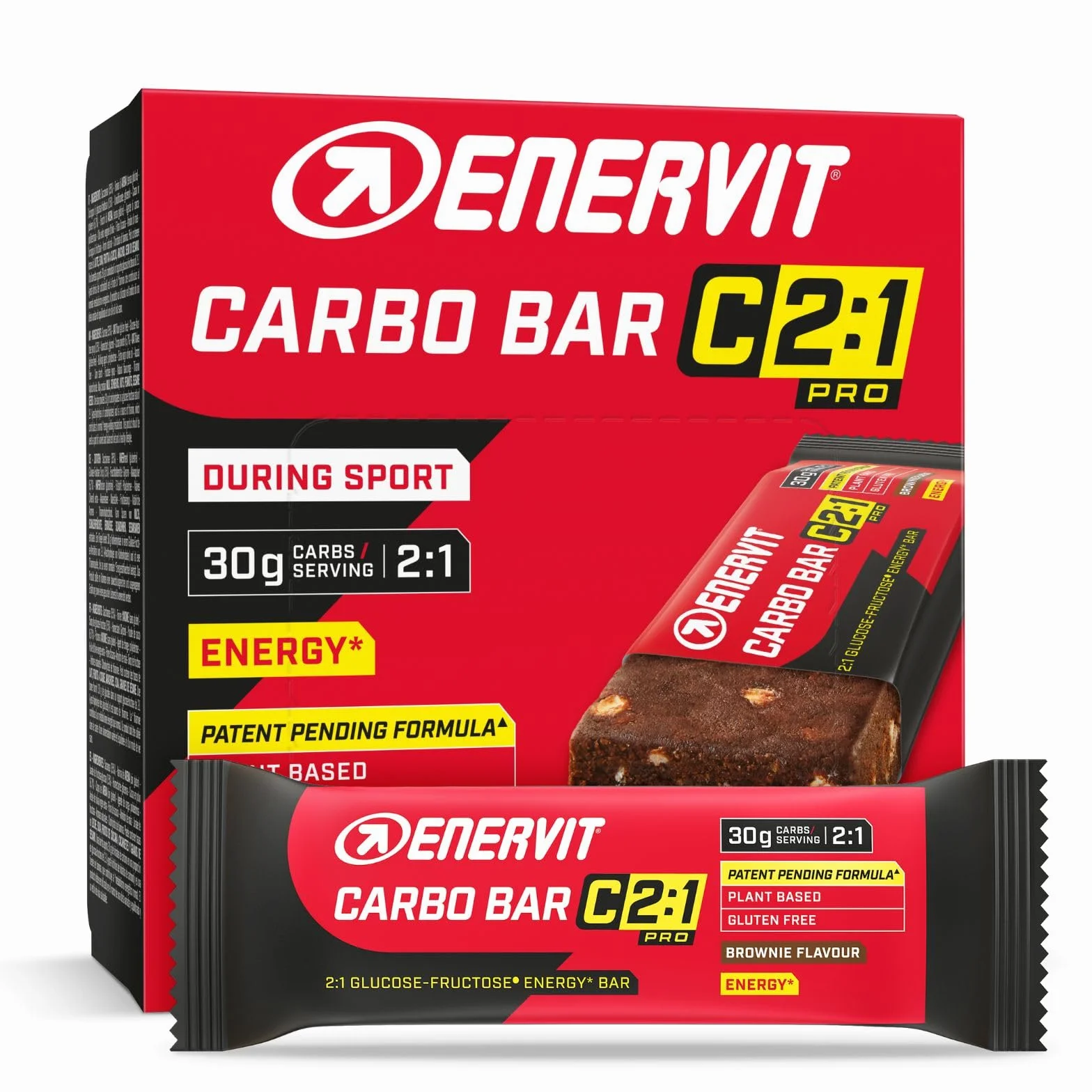 Enervit Carbo Bar C2:1PRO Brownie Barrette Energetiche 12x45g Senza Glutine Vegan