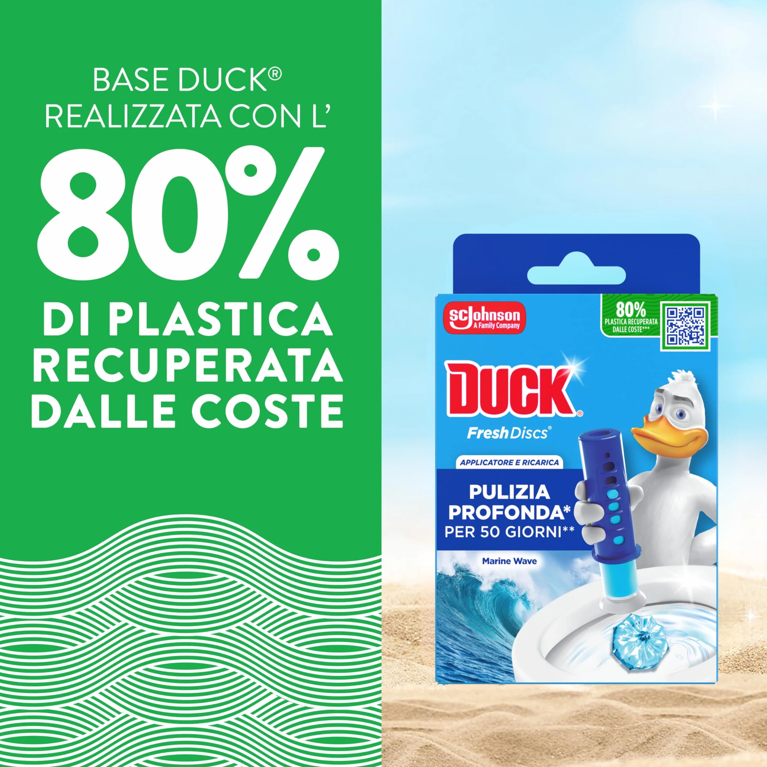 Duck Fresh Discs Detergente Bagno con Applicatore Dischi Gel Igienizzanti WC Profumo Brezza Marina 18 Dischetti Gel
