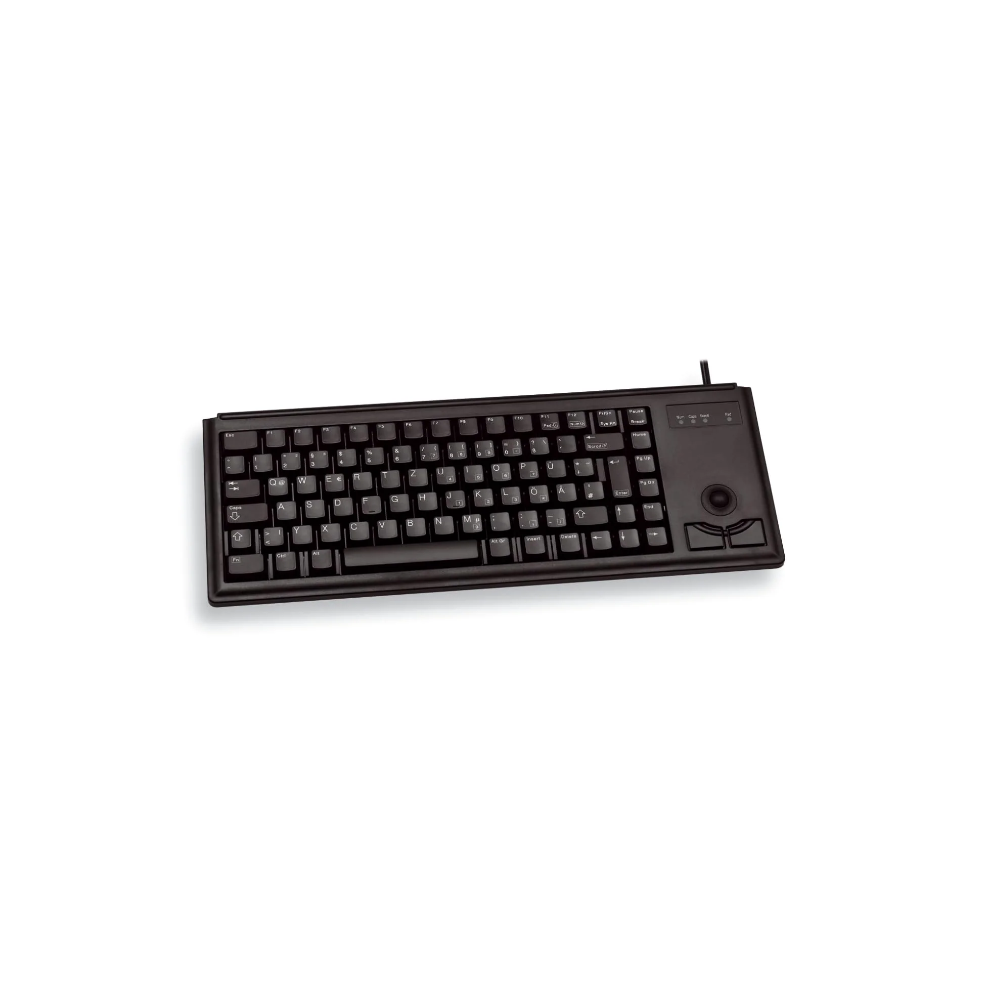 CHERRY Tastiera compatta G84-4420, Layout Internazionale, Tastiera QWERTY, Tastiera cablata, Tastiera Meccanica, Meccanica ML, trackball Ottica Integrata più 2 Pulsanti del Mouse, Nero