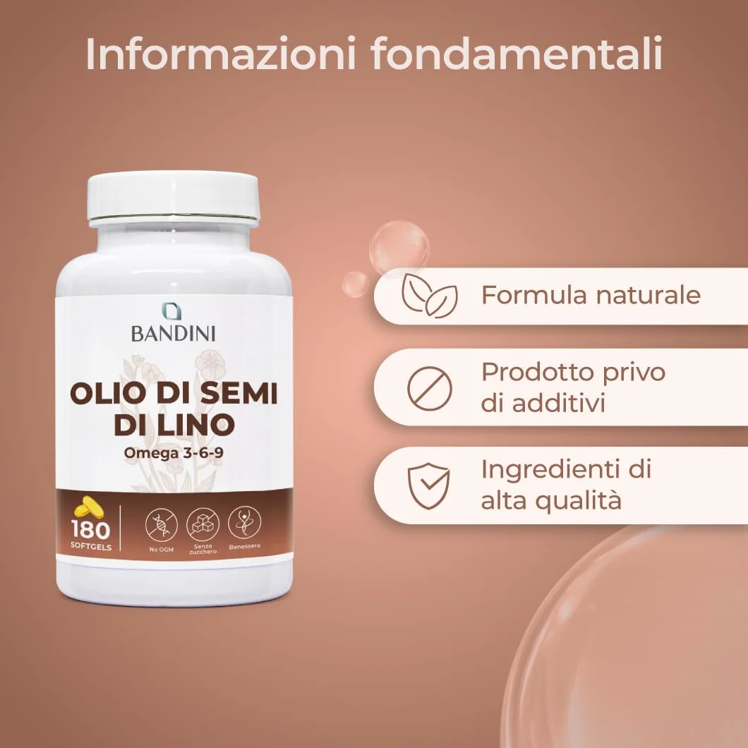 Bandini Olio di Semi di Lino 180 Softgel Vegane Omega 3-6-9