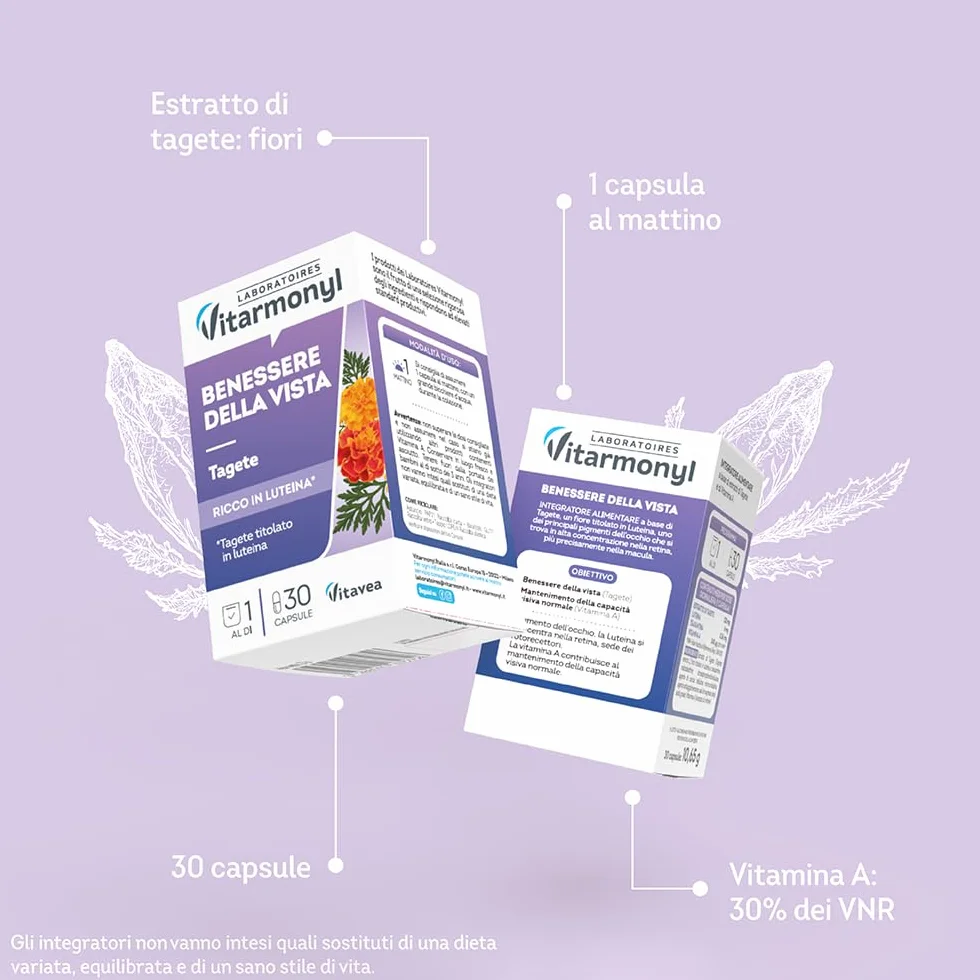 Vitarmonyl Benessere della Vista Integratore Occhi Luteina Zeaxantina 30 Capsule