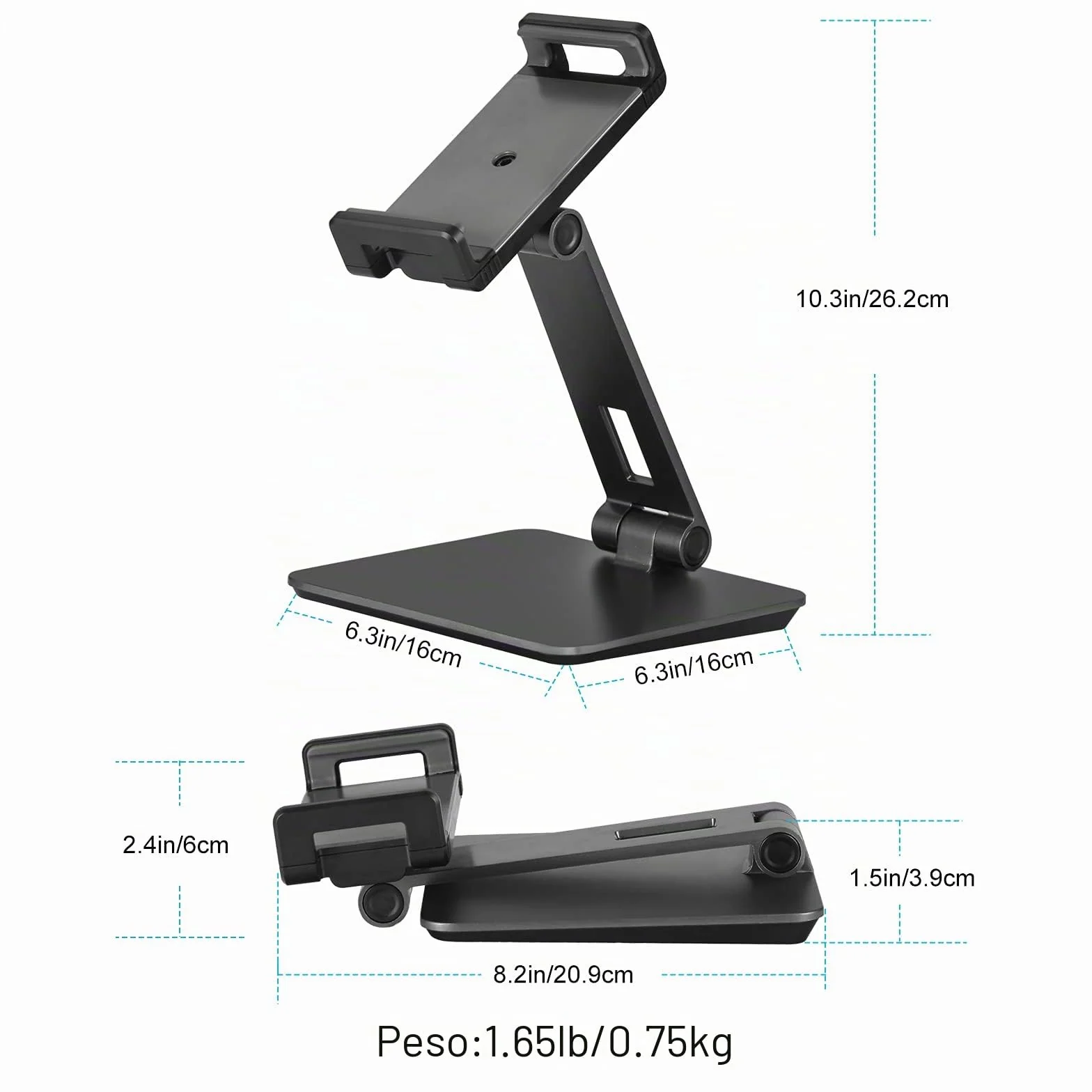 Supporto Tablet Regolabile e Pieghevole, Porta Tablet in Alluminio Tavolo Girevole a 360°, Compatibile con iPad Pro/Air/Mini, Samsung Tab, Surface Pro, Kindle Fire (7-13") (Grigio Scuro)