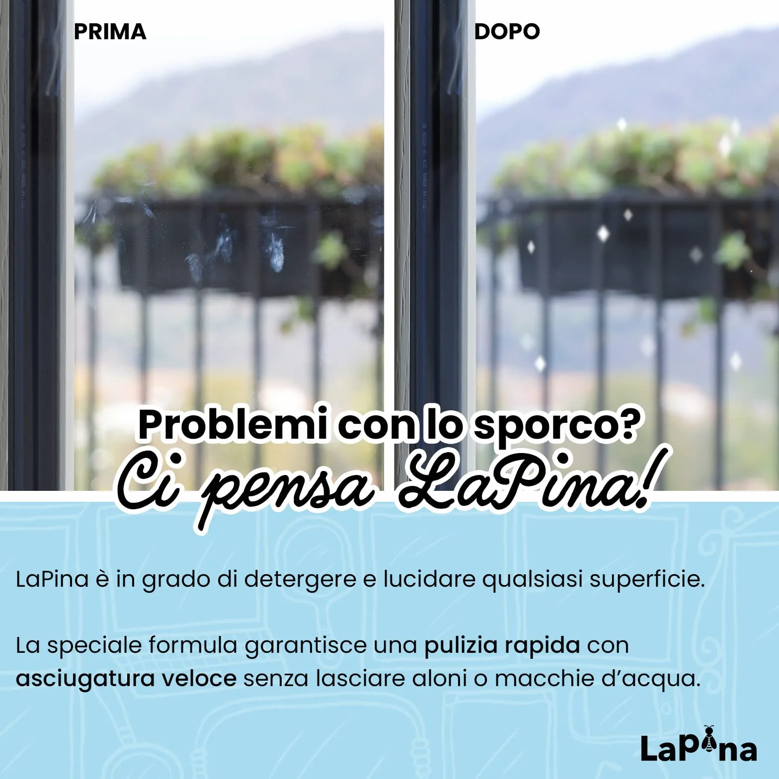 LaPina Detergente vetri alta efficienza LAVANDA 750ML