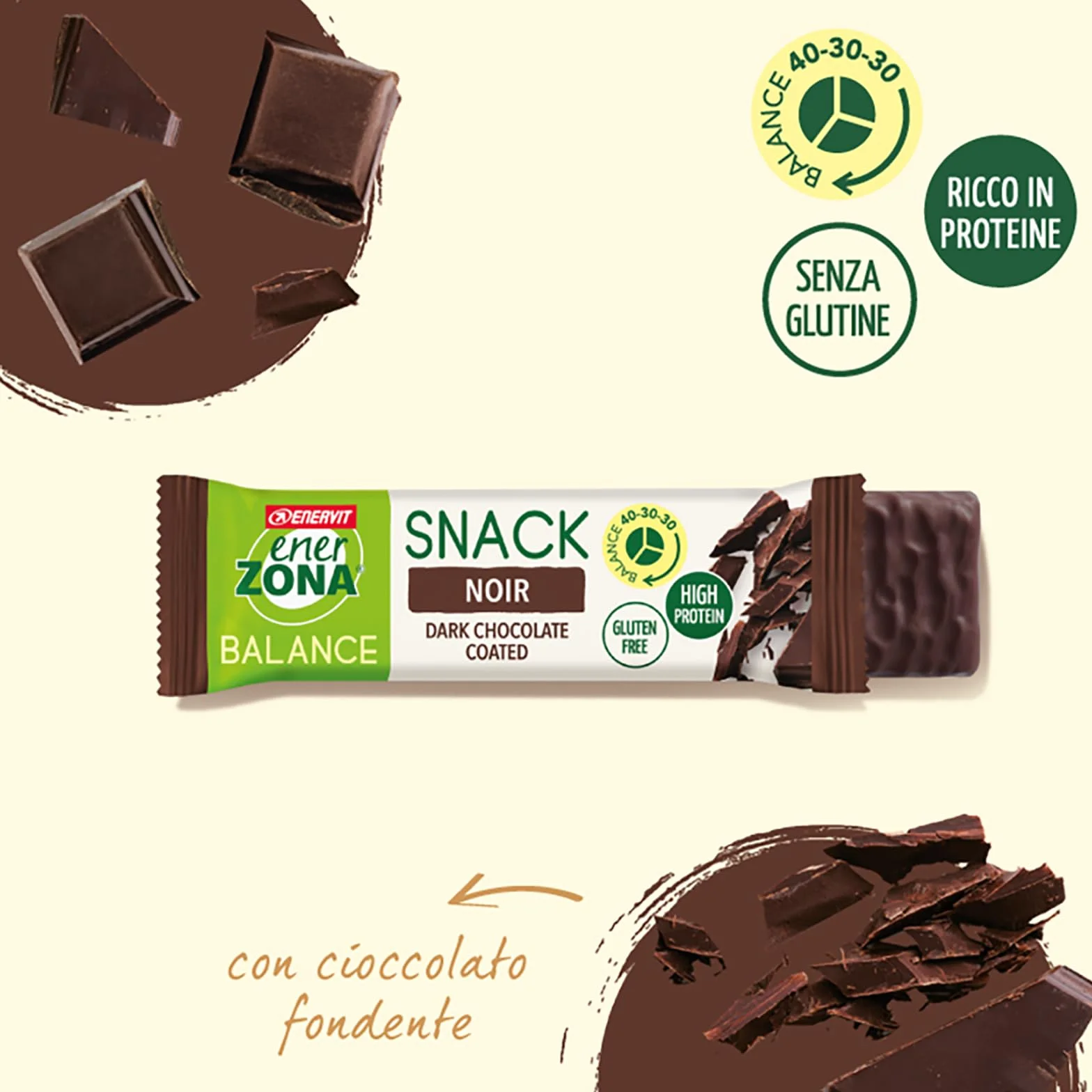 Enervit Enerzona Protein Snack 40-30-30 Gusto Noir 10 Barrette Proteiche 33g Dieta Zona Proteine Latte Fibre