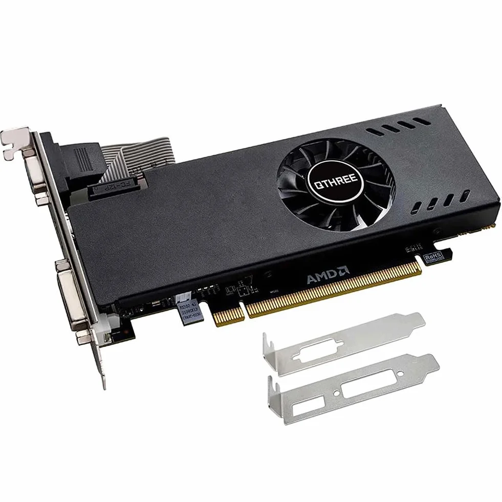 QTHREE Radeon RX 550 Low Profile Scheda Video, 4GB GDDR5 128-bit, DVI-D, HDMI, VGA, PCI Express x8, Gaming Scheda Grafica, DirectX 12, Computer GPU