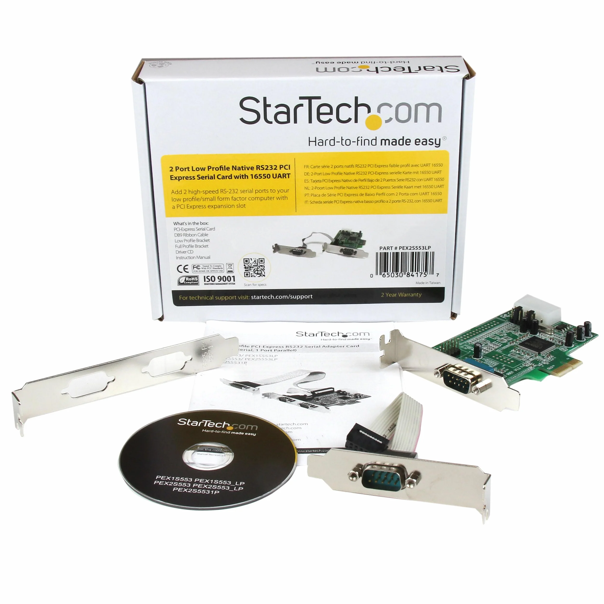 Startech.Com Scheda PCI Express Seriale Nativa Basso Profilo a 2 Porte Rs-232 con 16550 Uart