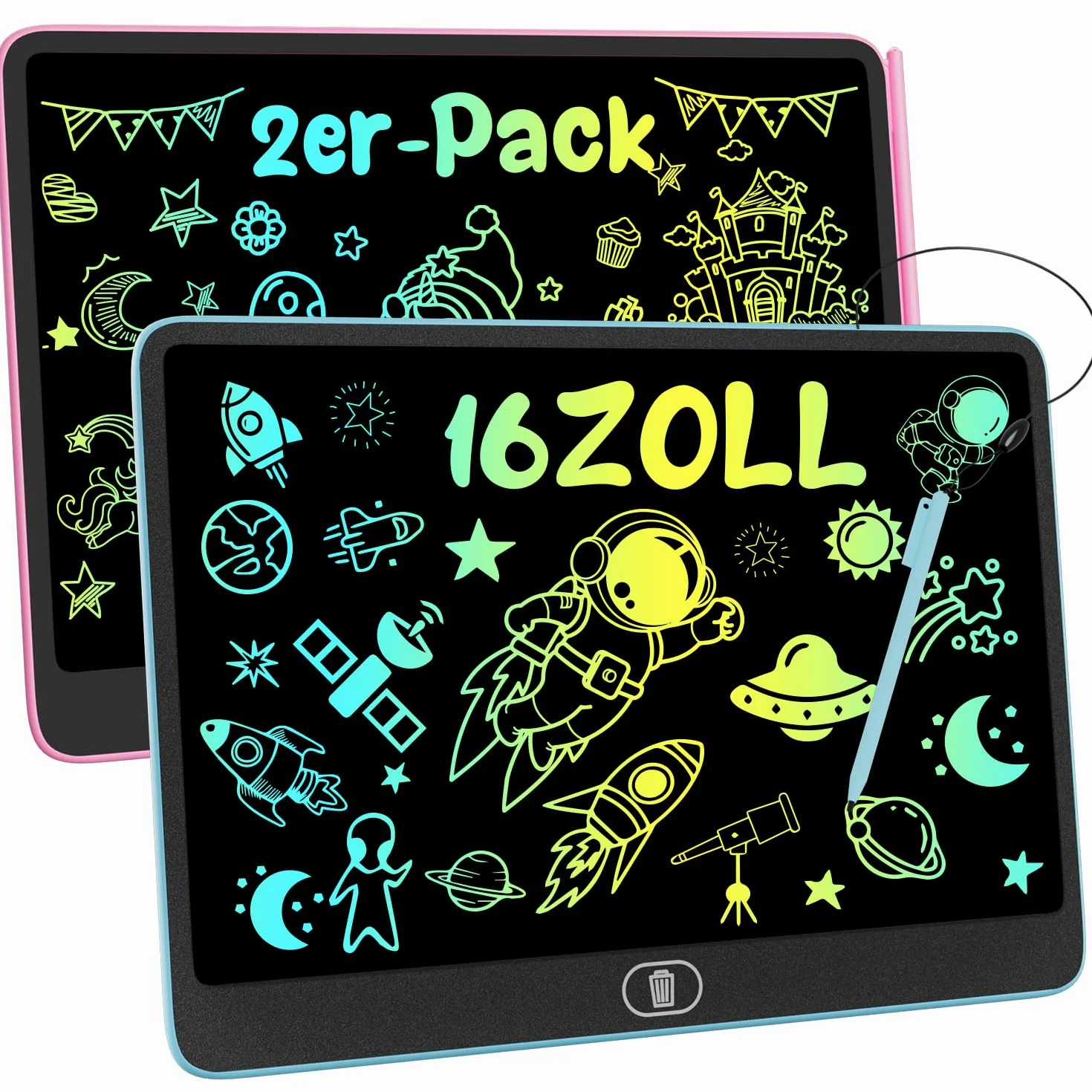 Lavagna LCD 16 pollici per bambini 2 pezzi lavagna colorata magica tablet elettronico cancellazione penna giocattolo regalo 3-6 anni