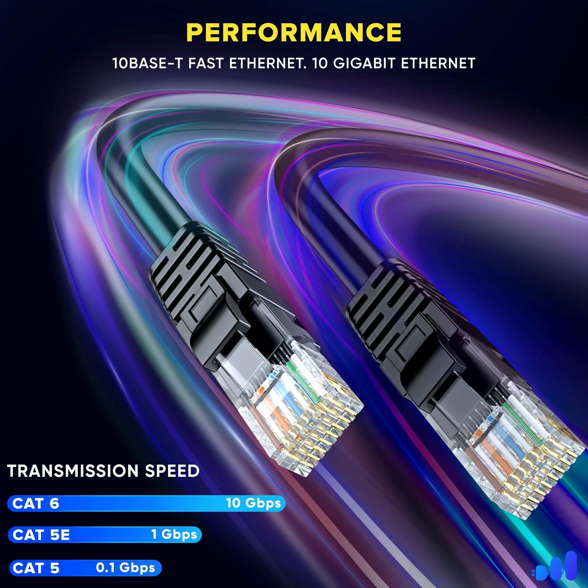 Maximm Cavo Ethernet Cat 6 da 12 m, cavo Cat6, cavo LAN, cavo Internet, cavo patch e cavo di rete - UTP (multicolore) 12 m