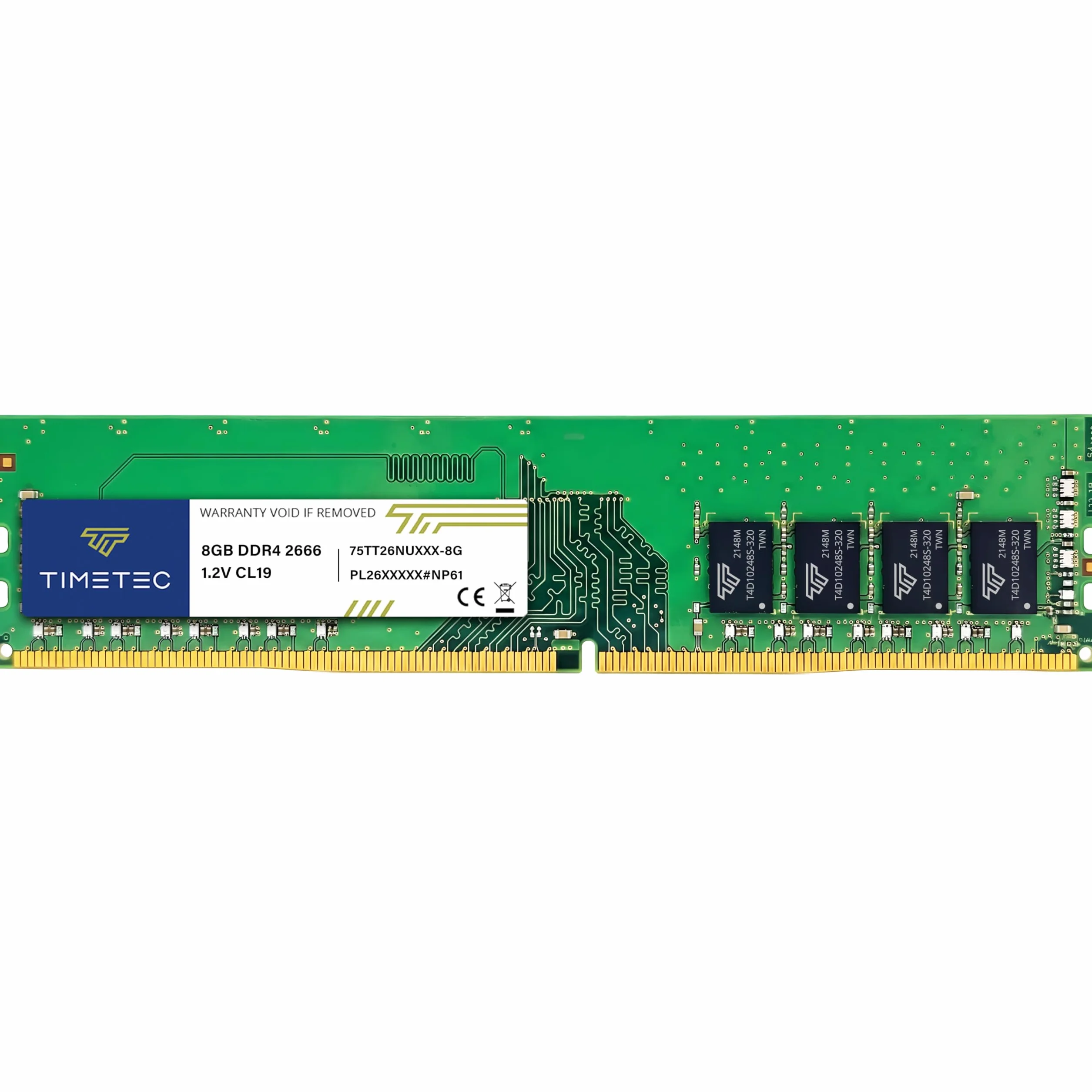 Timetec 8GB DDR4 2666MHz (PC4-2666V) PC4-21300 UDIMM RAM per desktop – Non-ECC Unbuffered, 288 pin, 1,2V CL19 modulo di memoria DIMM