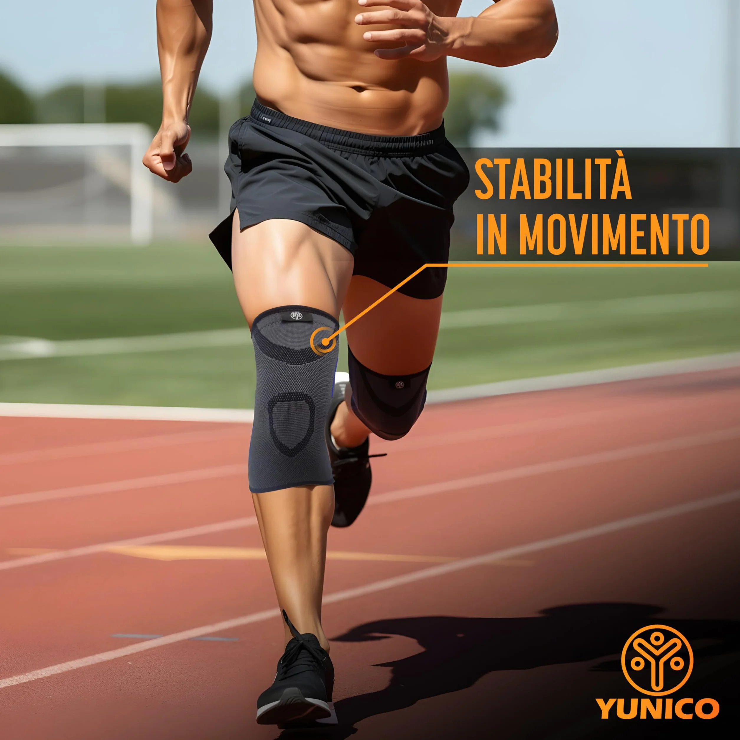 Ginocchiera Compressione Sportiva Uomo Donna con Doppia Fascia Silicone - Tutore Ginocchio Elastico per Corsa, Running, Palestra (S)