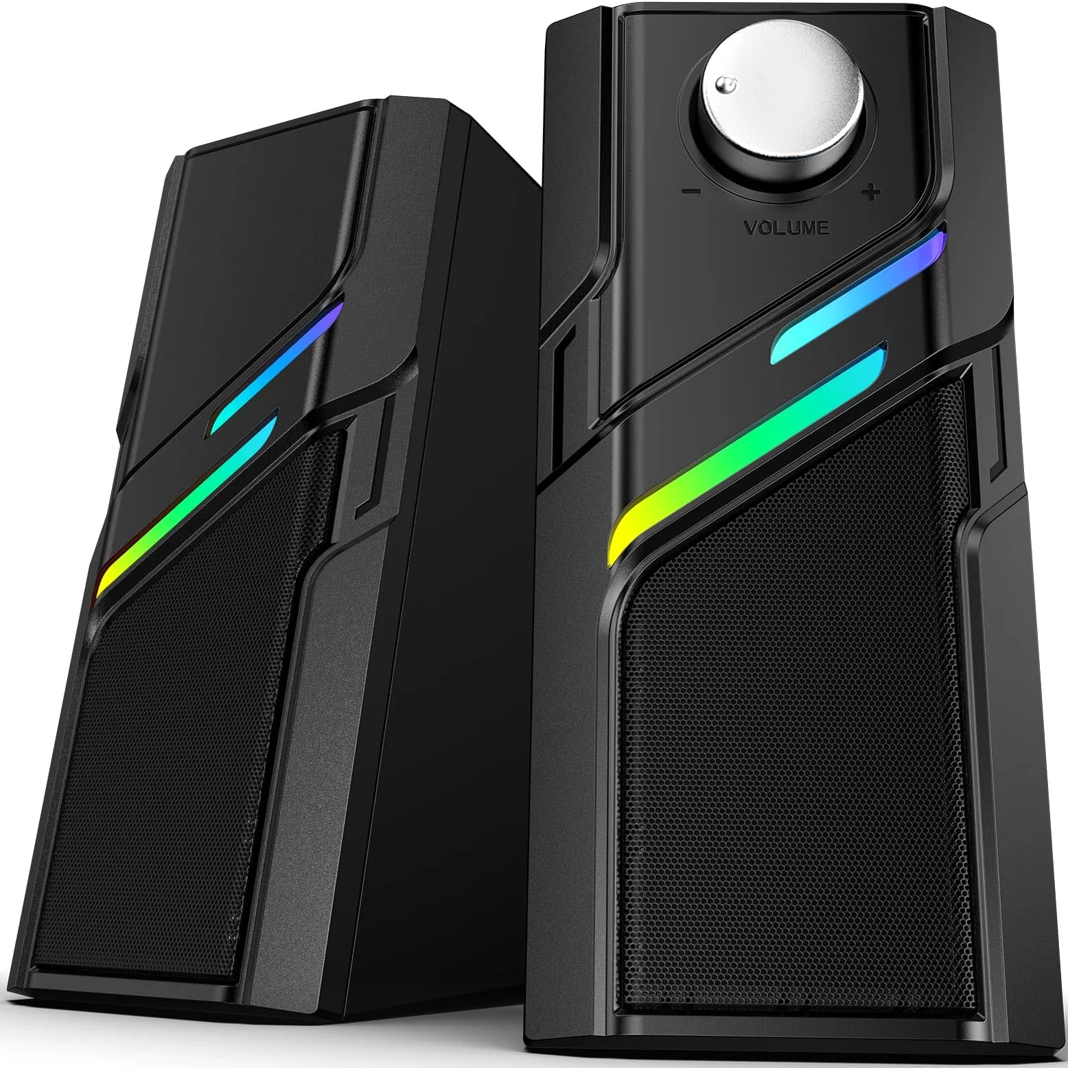 LENRUE Altoparlanti per PC da scrivania, altoparlanti per computer con controllo facile, suono chiaro e potente, luci touch, plug and play per computer, PC, monitor, laptop, giochi (nero chiaro)