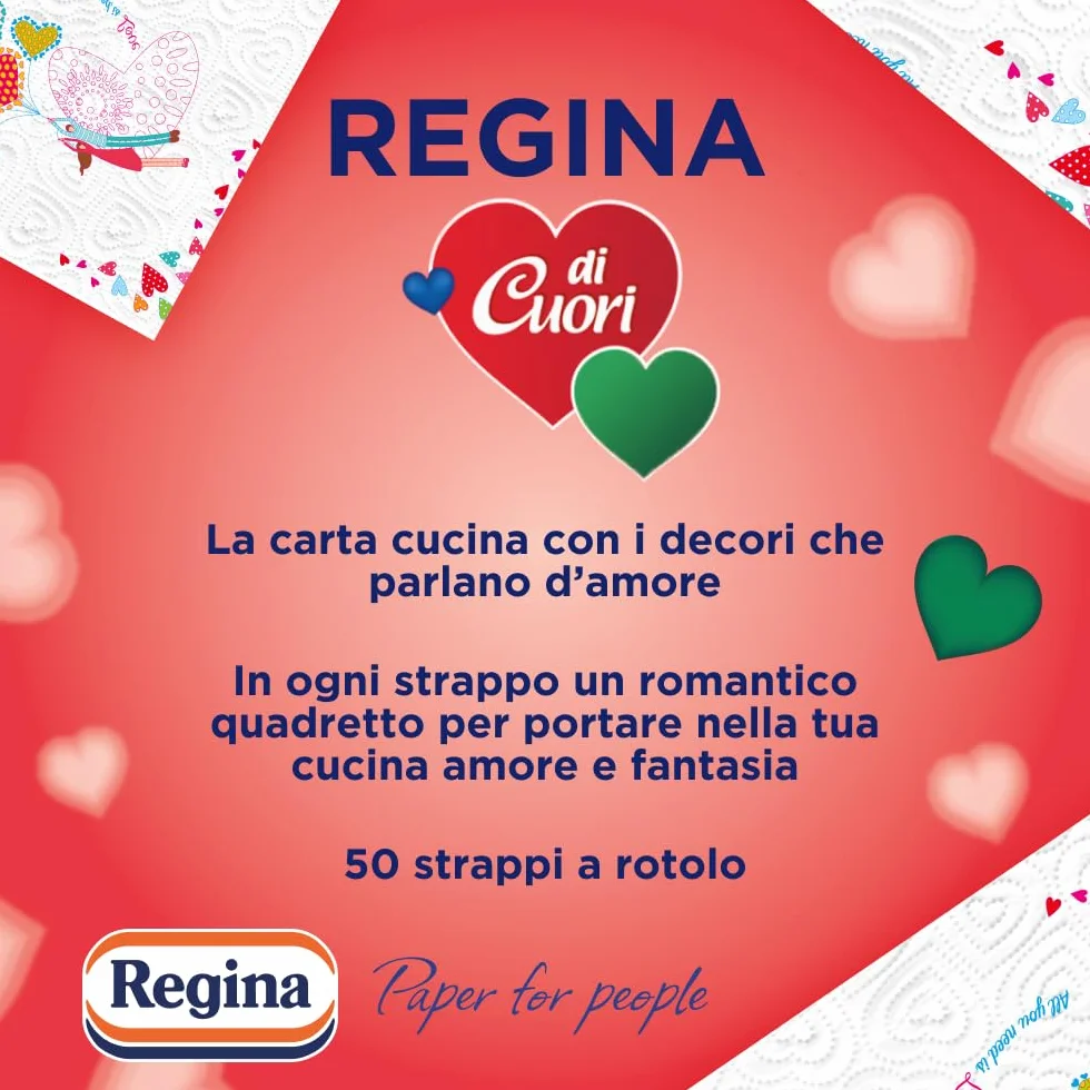 Regina di Cuori Carta Cucina 30 Rotoli 2 Veli 50 Fogli Assorbenza Spessa Resistente FSC