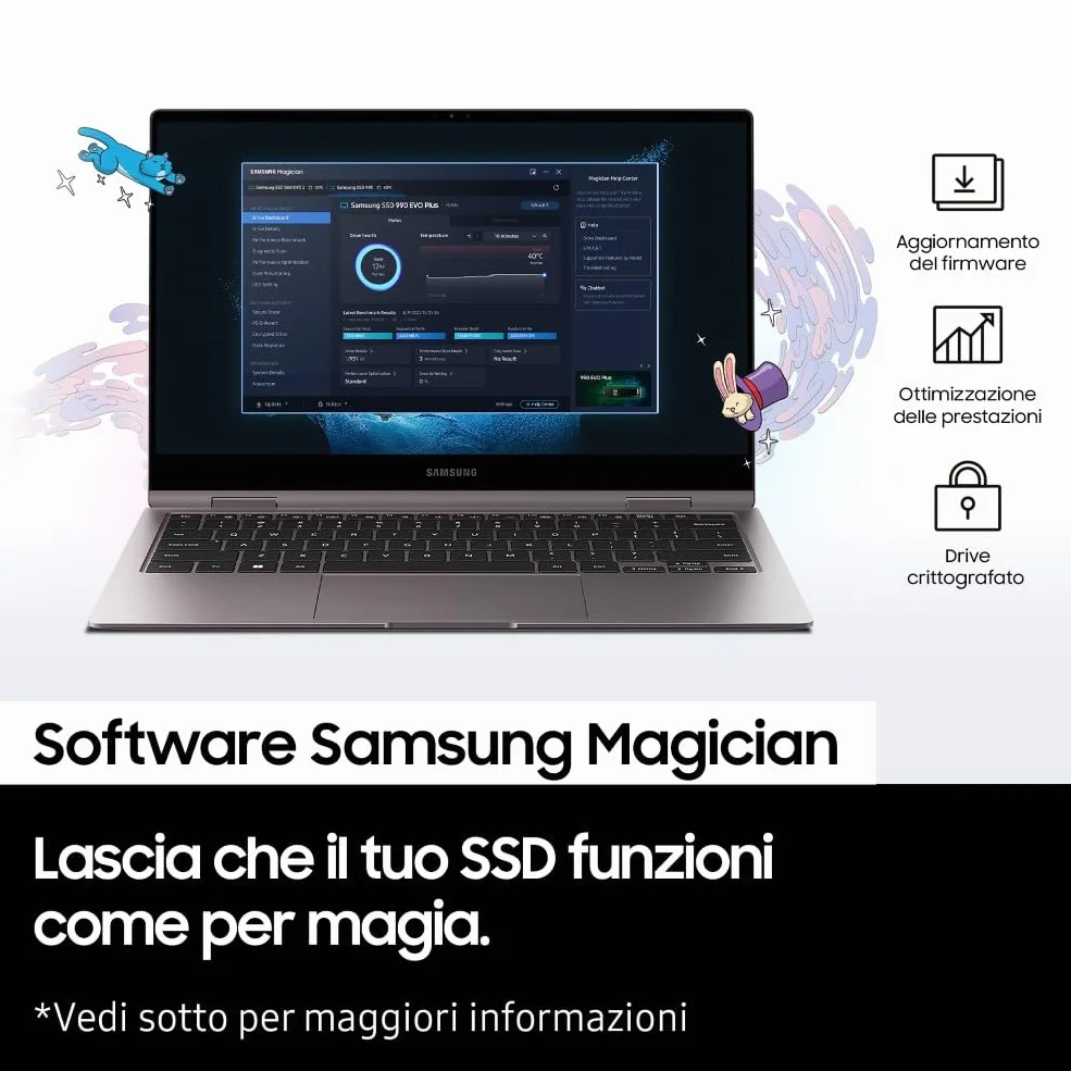 Samsung Memorie MZ-V9S2T0BW 990 EVO Plus SSD Interno da 2TB, PCIe Gen 4.0 x4 / 5.0 x2 NVMe 2.0, memoria progettata per professionisti e giocatori occasionali, compatibile con PC