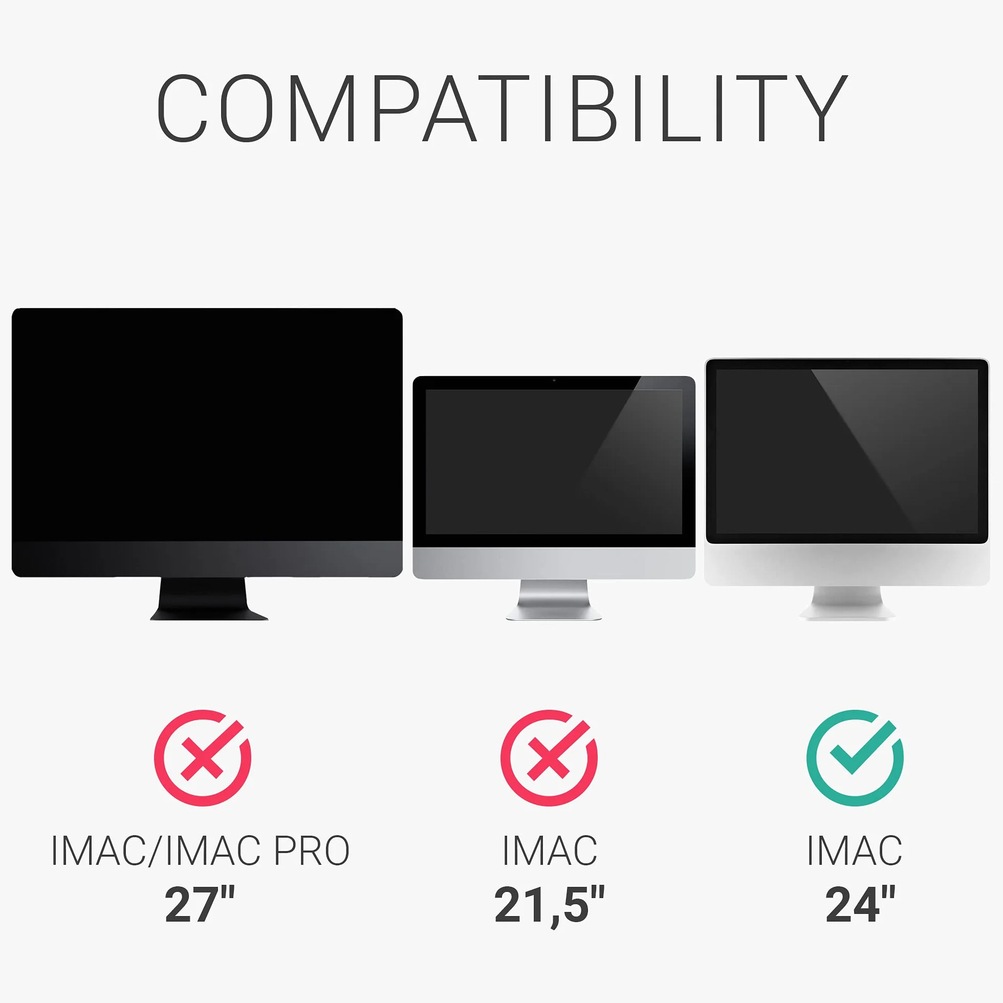 kwmobile Custodia 4in1 Compatibile con Apple iMac 24" - Fodero Monitor,Tastiera, Mouse e Cavi - Don't touch my Mac bianco/nero