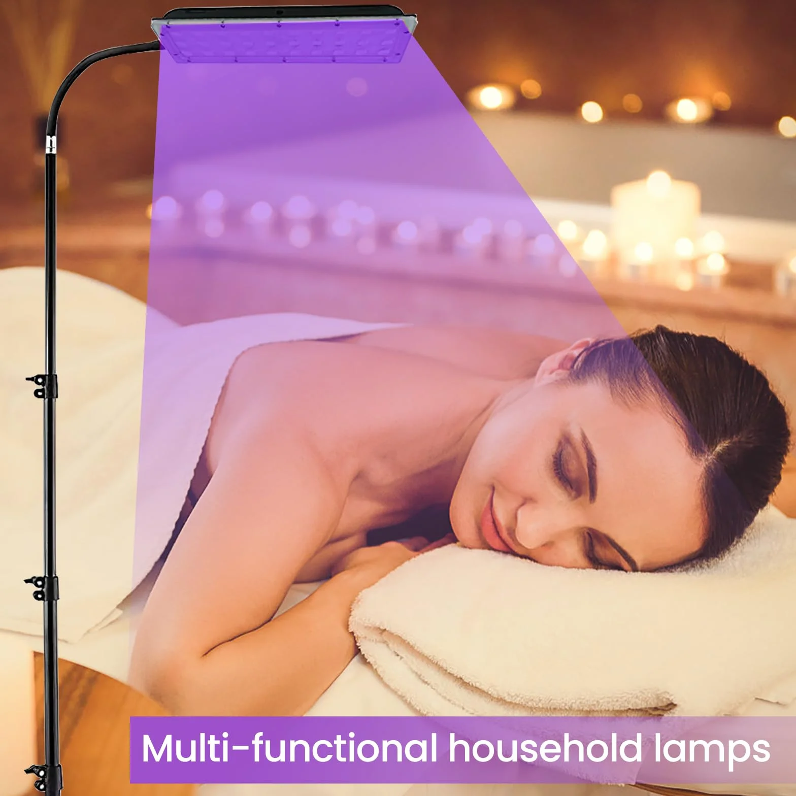 Lampada Abbronzatura 45W 395nm UV per Viso e Corpo con Supporto Regolabile e Protezione Occhi