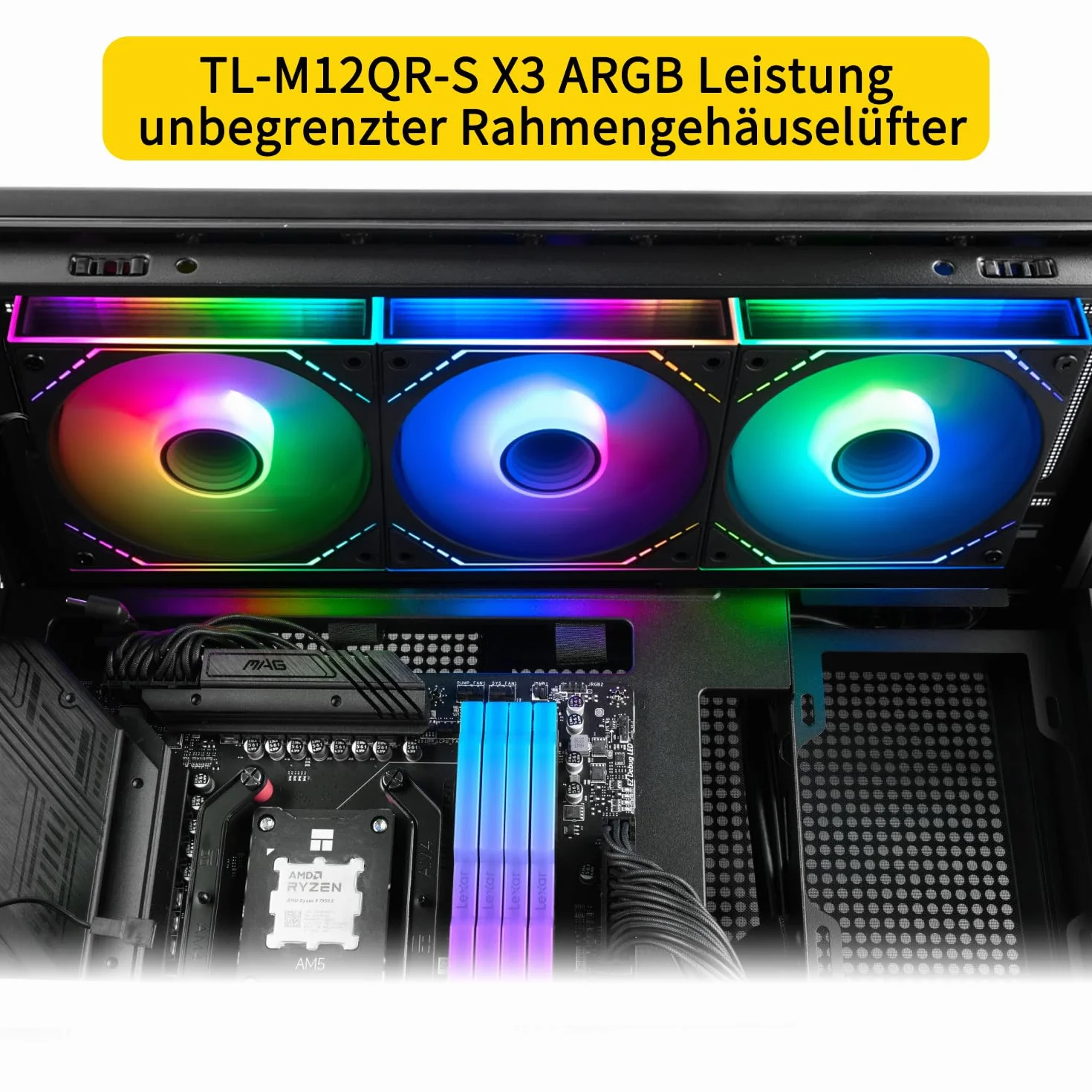 TR TL-M12QR-S X3 Ventola di Raffreddamento per CPU ARGB 120mm 1500 giri/min Versione Inversa