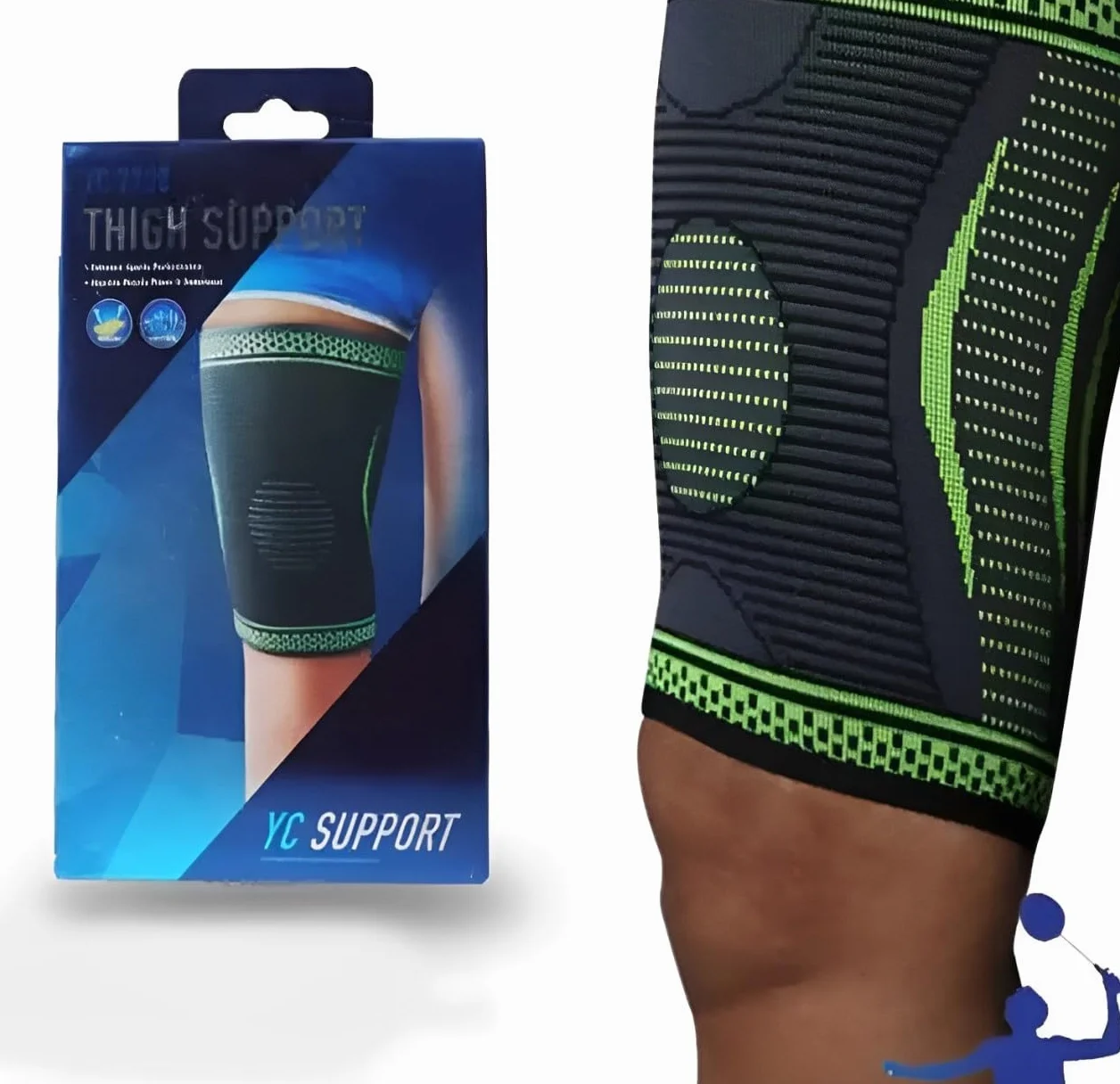 Supporto per Coscia Elastico Traspirante Antiscivolo Compressione per Donna Uomo Tendinite