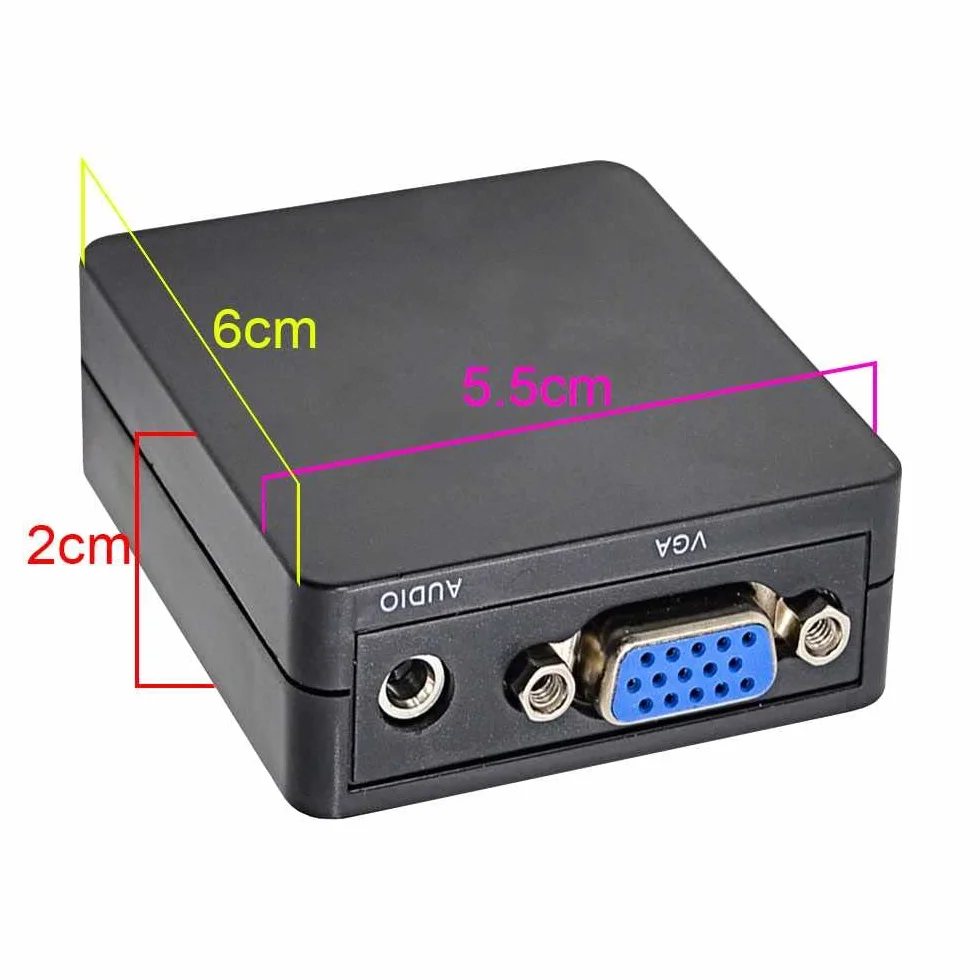 OcioDual Adattatore HDTV Digitale a VGA Analogica Full HD Video Audio Risoluzione Full HD Nero per PC Monitor Laptop TV HDTV Convertitore Segnale HDTV2VGA 1080p