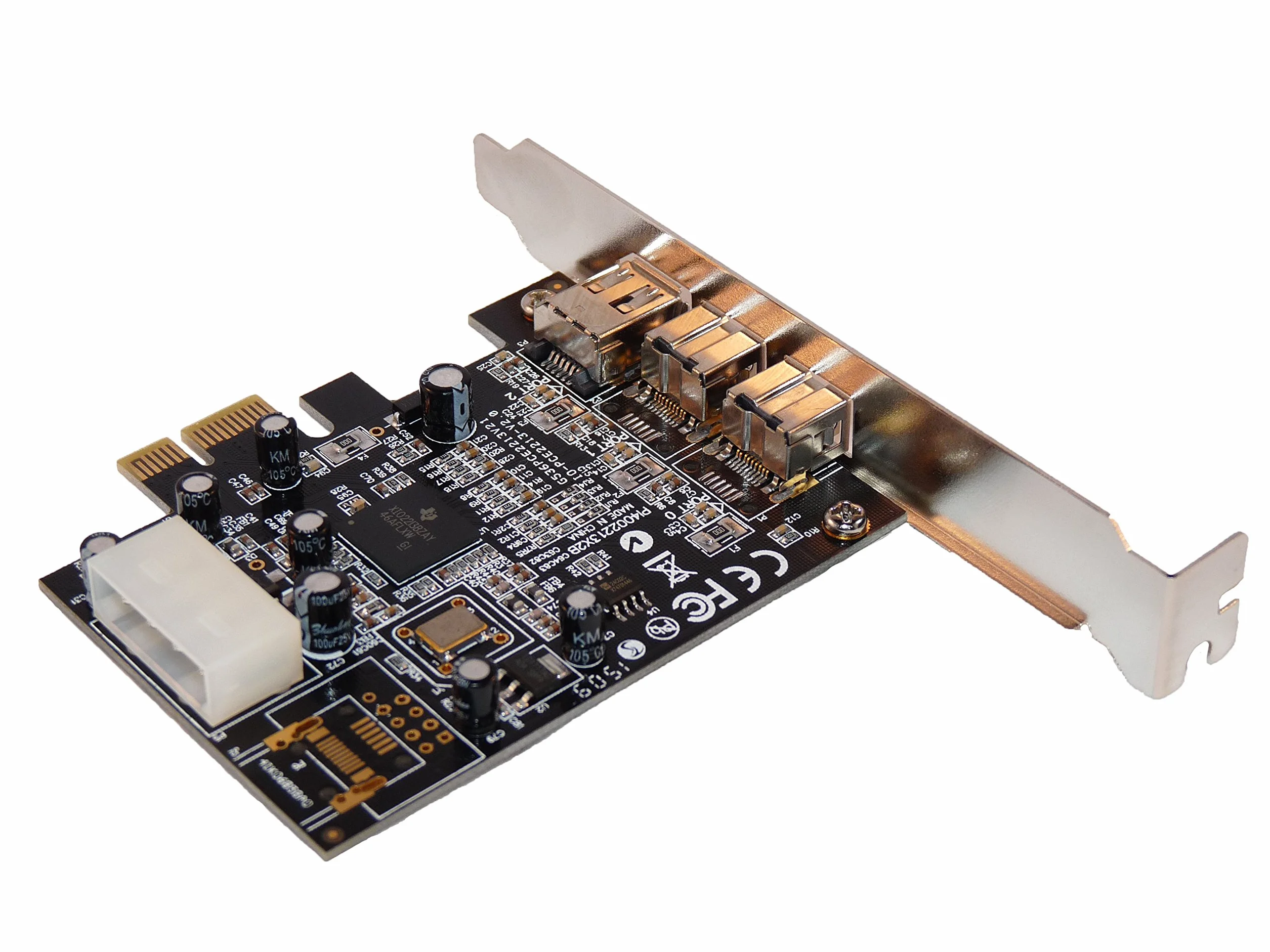 Scheda Controller PCI Express1x (PCIe) a 2 porte FIREWIRE 800 IEEE1394B e 1 porta FIREWIRE 400 IEEE1394A. Chipset Texas Instrument. By Computer District