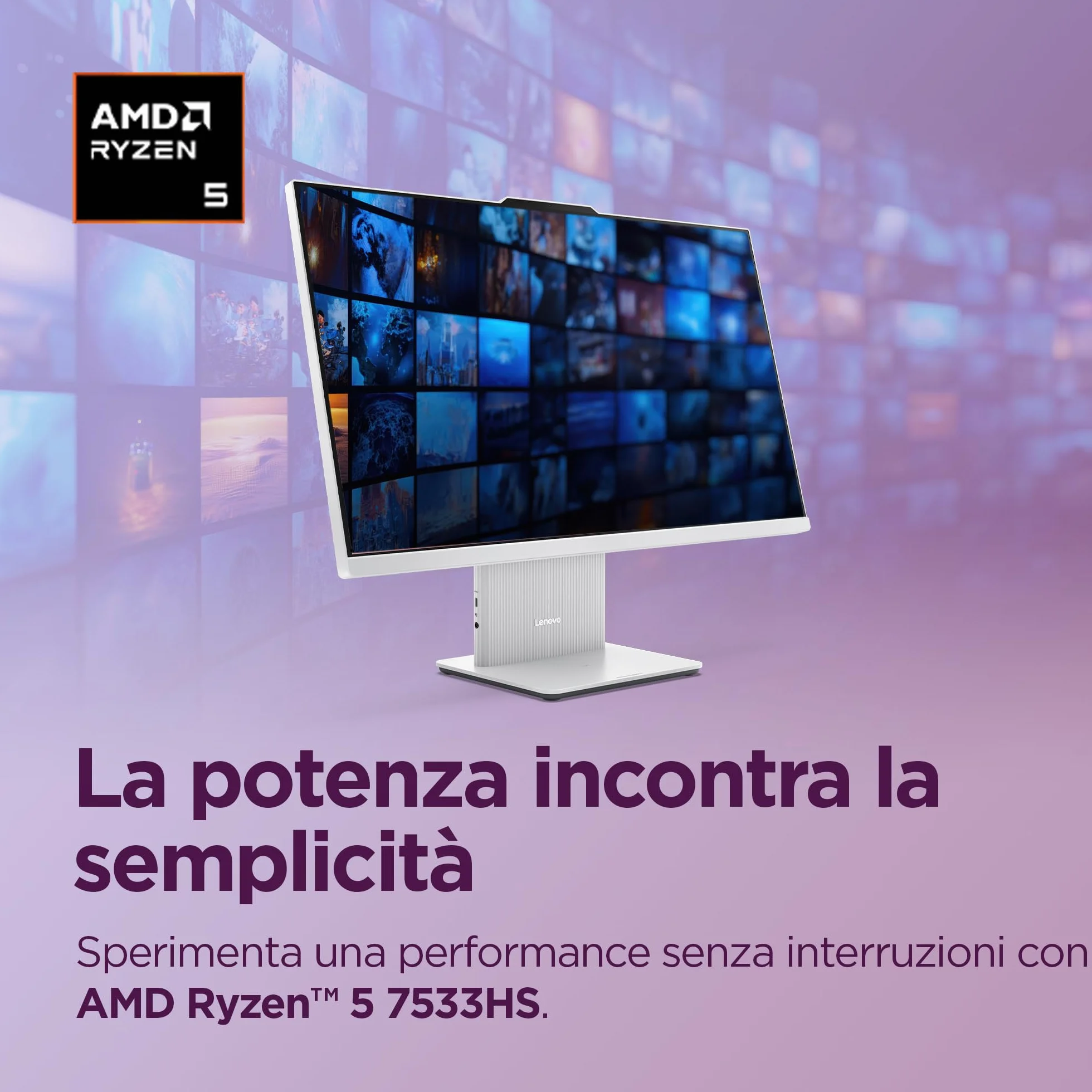 Lenovo IdeaCentre All-In-One 27" FHD AMD Ryzen 5 7533HS 512GB SSD 16GB RAM WiFi 6 Windows 11