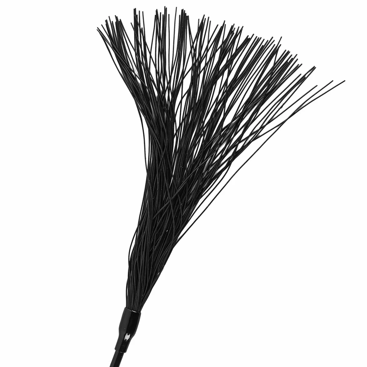 Spazzola Morbida Frusta da Equitazione in Silicone Simulazione Piuma Nera Tickler Spolverino Giochi di Ruolo