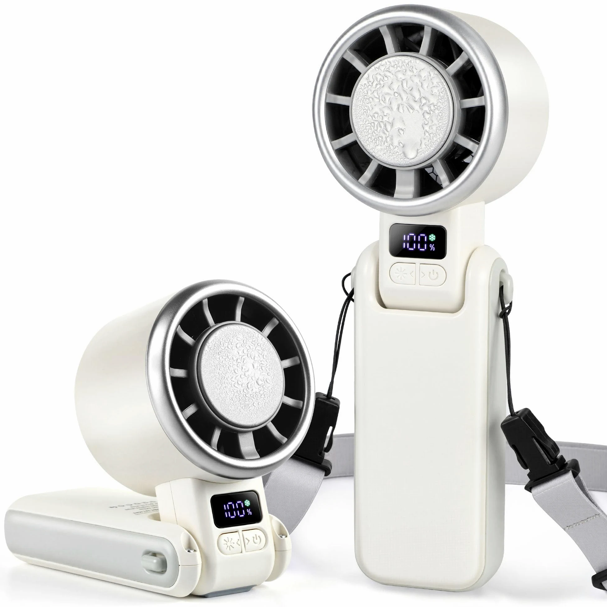 Ventola portatile Turbo portatile con raffreddamento ICE - batteria da 4000 mAh, vento a 5 velocità, motore brushless, ricarica rapida USB-C, pieghevole, indossabile e da tavolo, mini ventilatore per