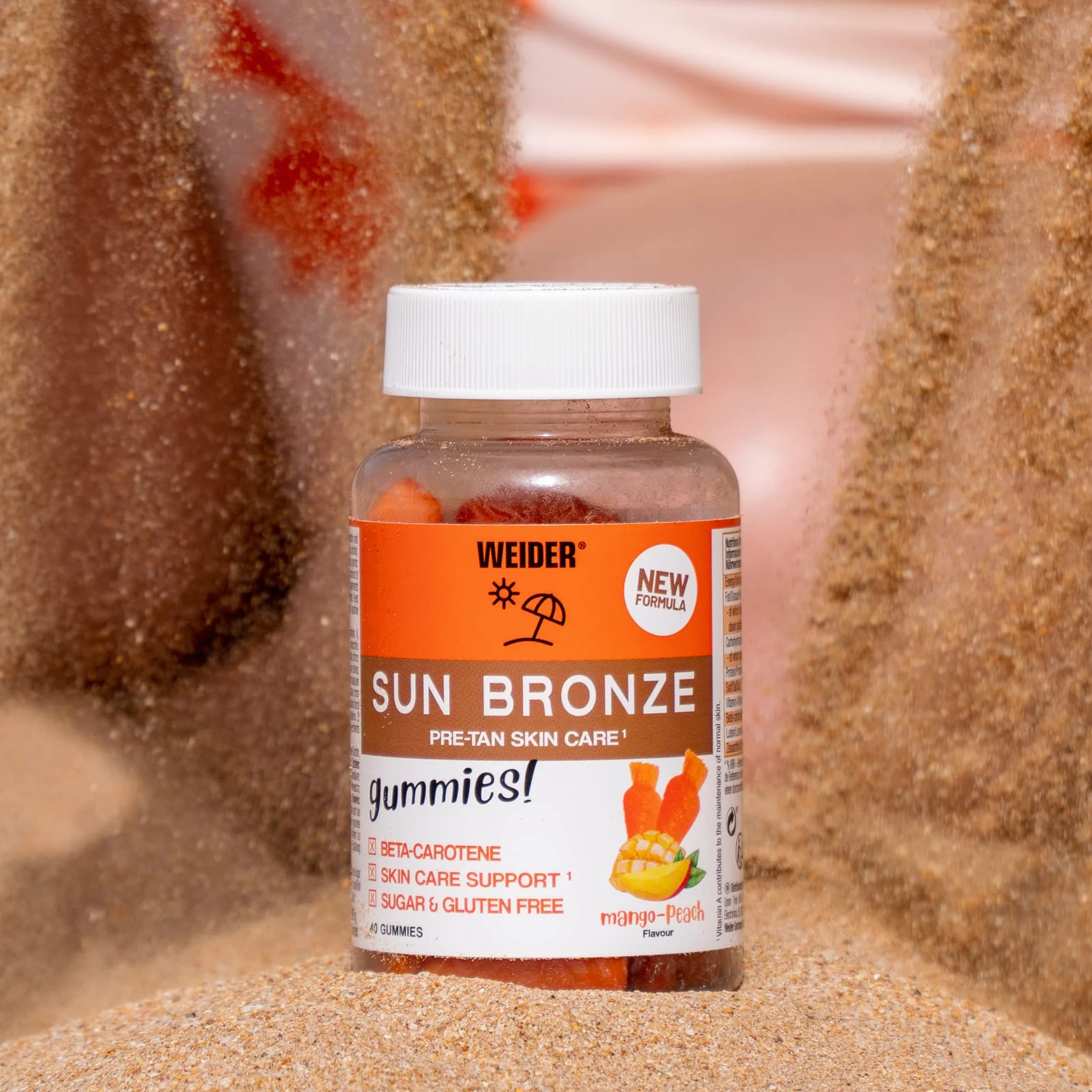 Weider Sun Bronze Gummies 40 caramelle gommose beta-carotene luteina zeaxantina abbronzatura protezione pelle senza zucchero