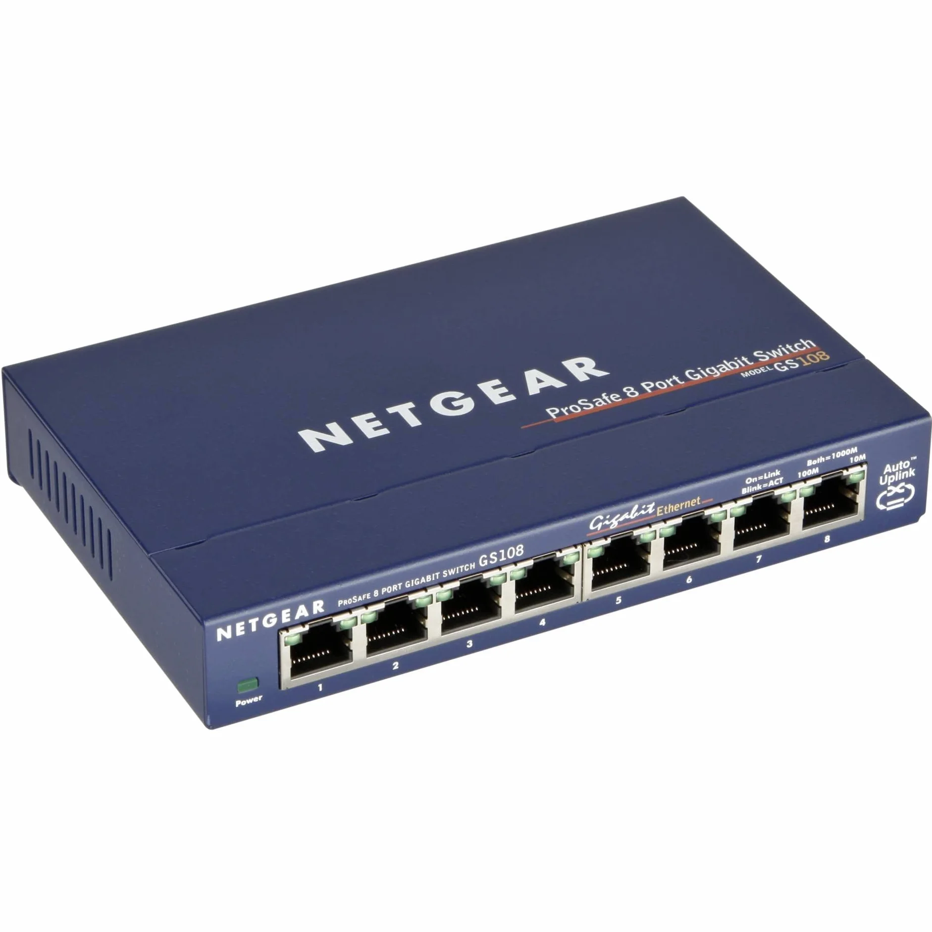 NETGEAR Switch di rete Gigabit a 8 porte (GS108) - Switch Ethernet - Splitter Ethernet - Plug-and-Play - Funzionamento silenzioso - Montaggio a parete o da tavolo