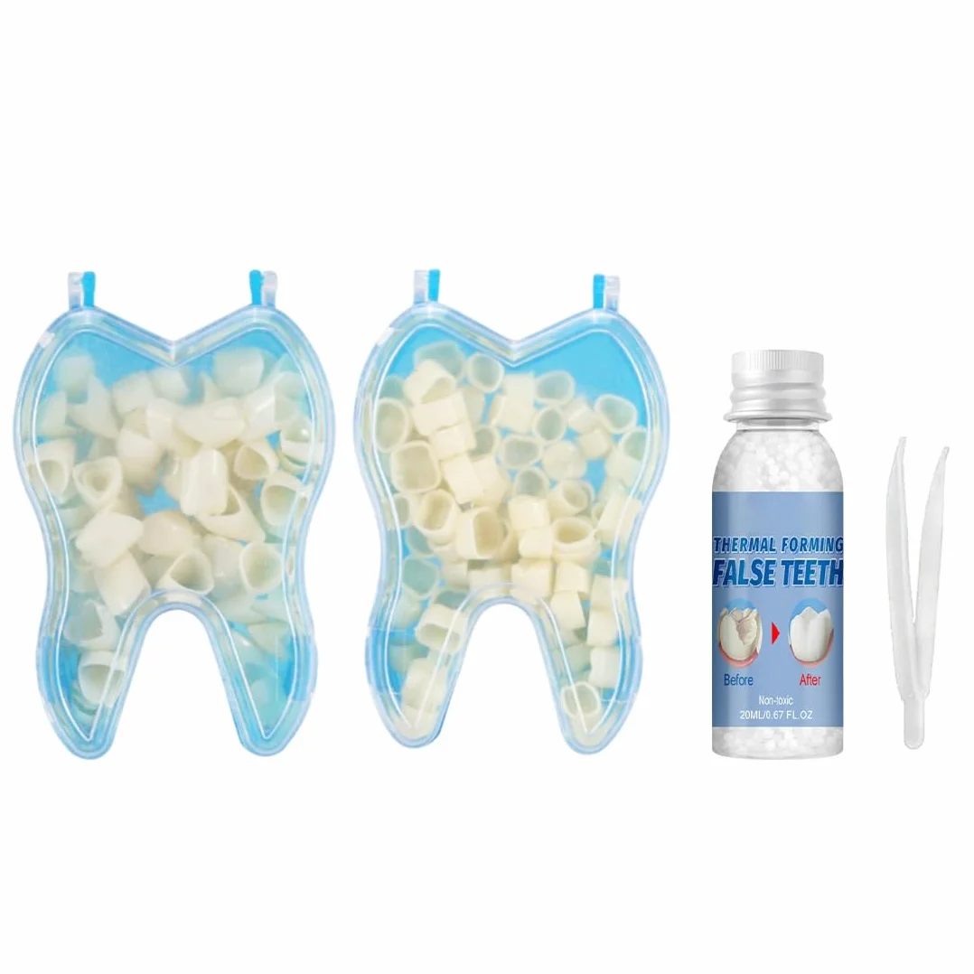 Faccette Dentali 100 Pezzi, Denti Finti Multiuso, Kit di Riparazione Dentale per Denti Anteriori e Posteriori
