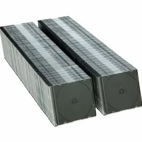 100 custodie CD e DVD jewel slim 5,2mm trasparenti con tray nero