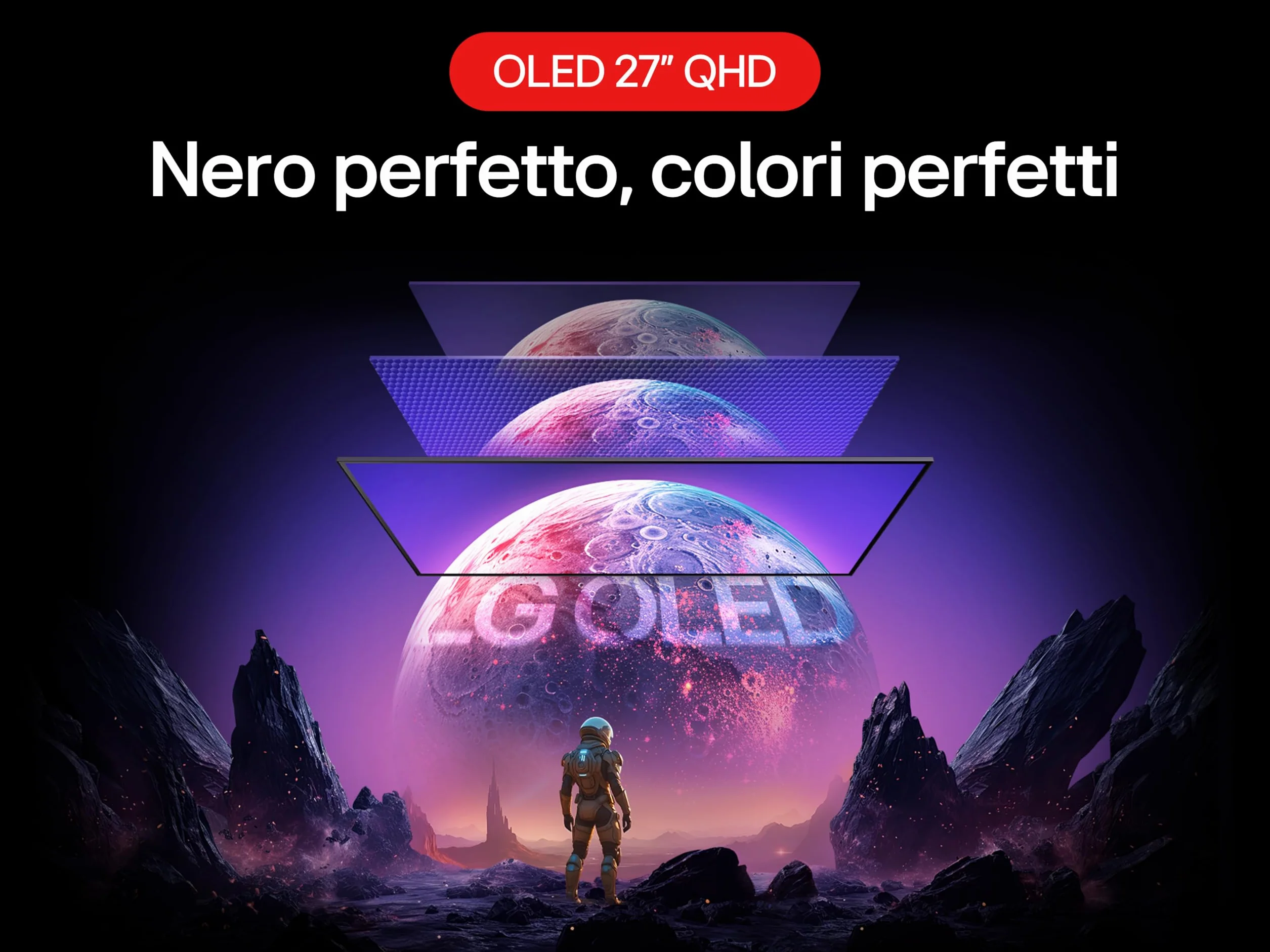 LG UltraGear OLED 27GX704A Monitor Gaming 27" QHD (2560x1440), 240Hz, 0,03ms (GtG), OLED, G-Sync, FreeSync Premium Pro, VRR, HDR 400 True Black, HDMI 2.1, DisplayPort, Hub USB, AUX, Nero