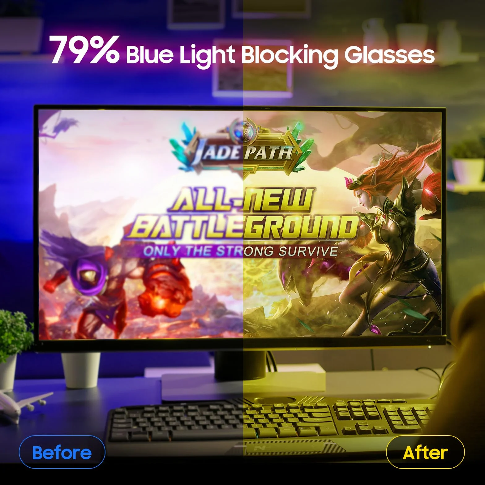 Occhiali Luce Blu PC Gaming Filtro Luce Blu Anti Affaticamento Occhi Protezione UV400 Montatura Leggera Uomo Donna