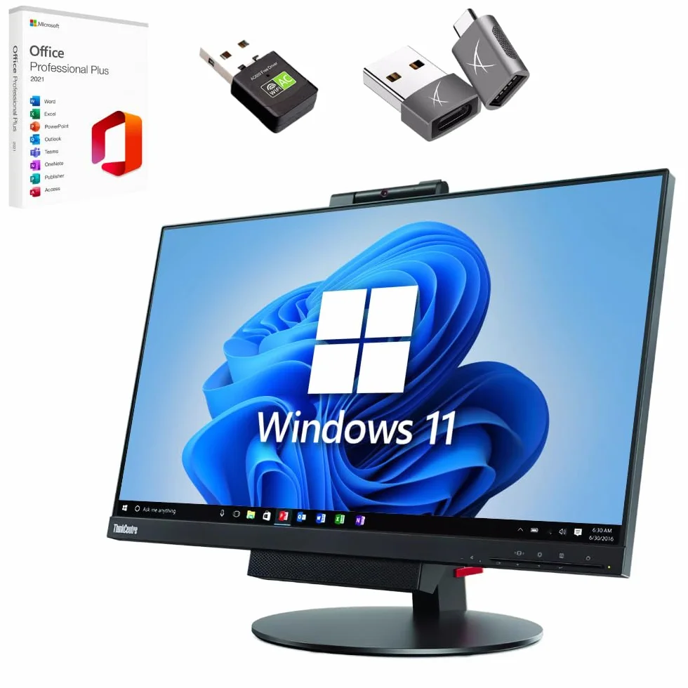 Lenovo ThinkCentre TIO24 Gen3 24″ All In One Intel Core i5 8500T 16GB 512GB WebCam Windows 11 Pro Office 2021 Professional
