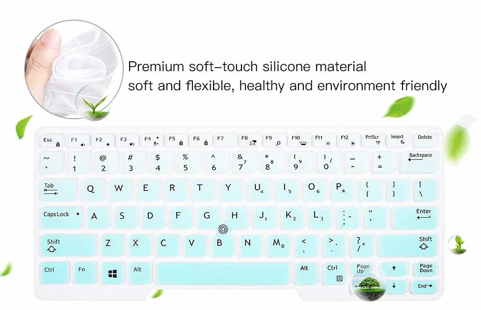Copritastiera in silicone per Dell Latitude 5480 5490 7490 E7450 E7470 E5470 E7480 protezione morbida tastiera protettiva, colore verde menta graduale (layout USA, con punti)